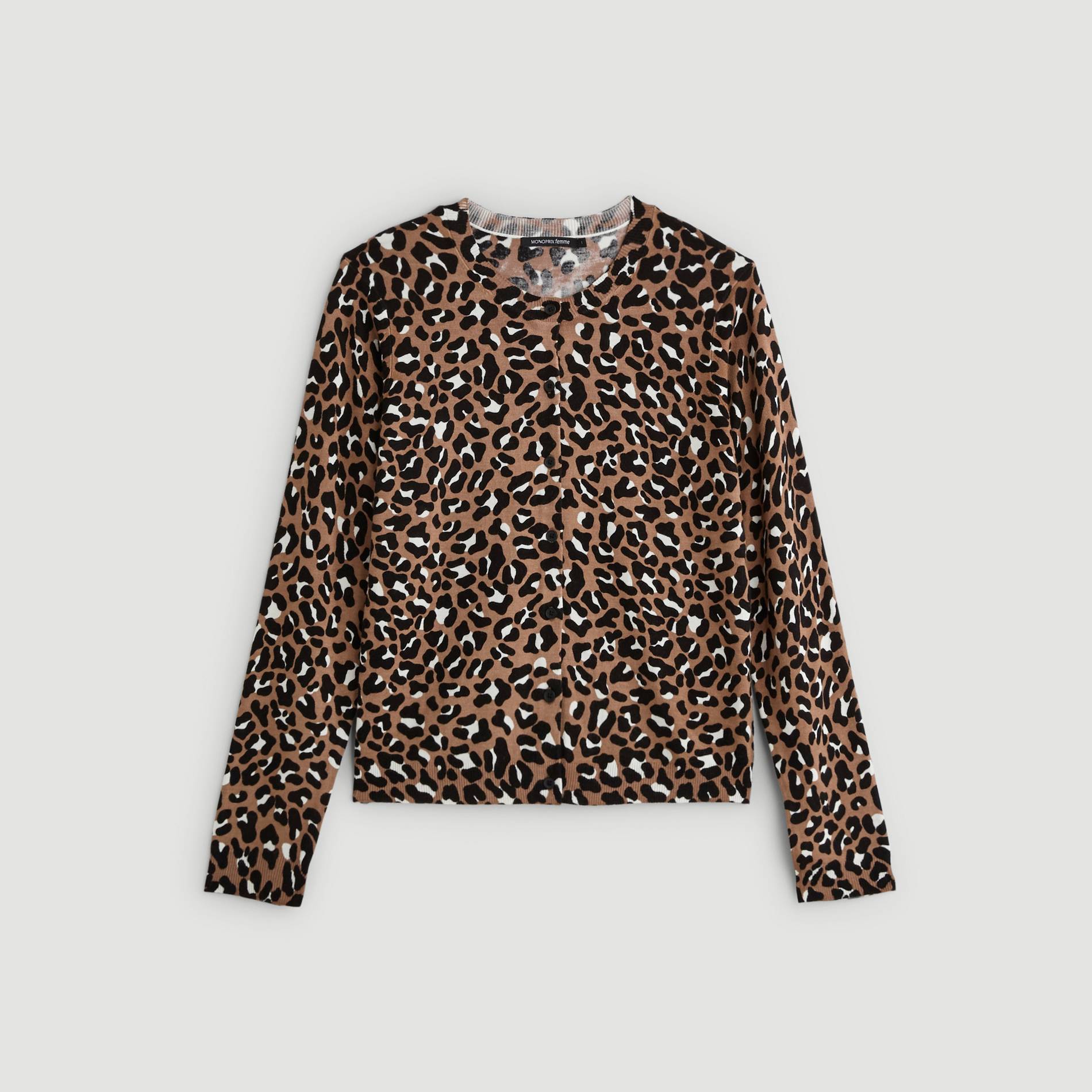 Cardigan imprime animalier, Brun clair, large image number 2