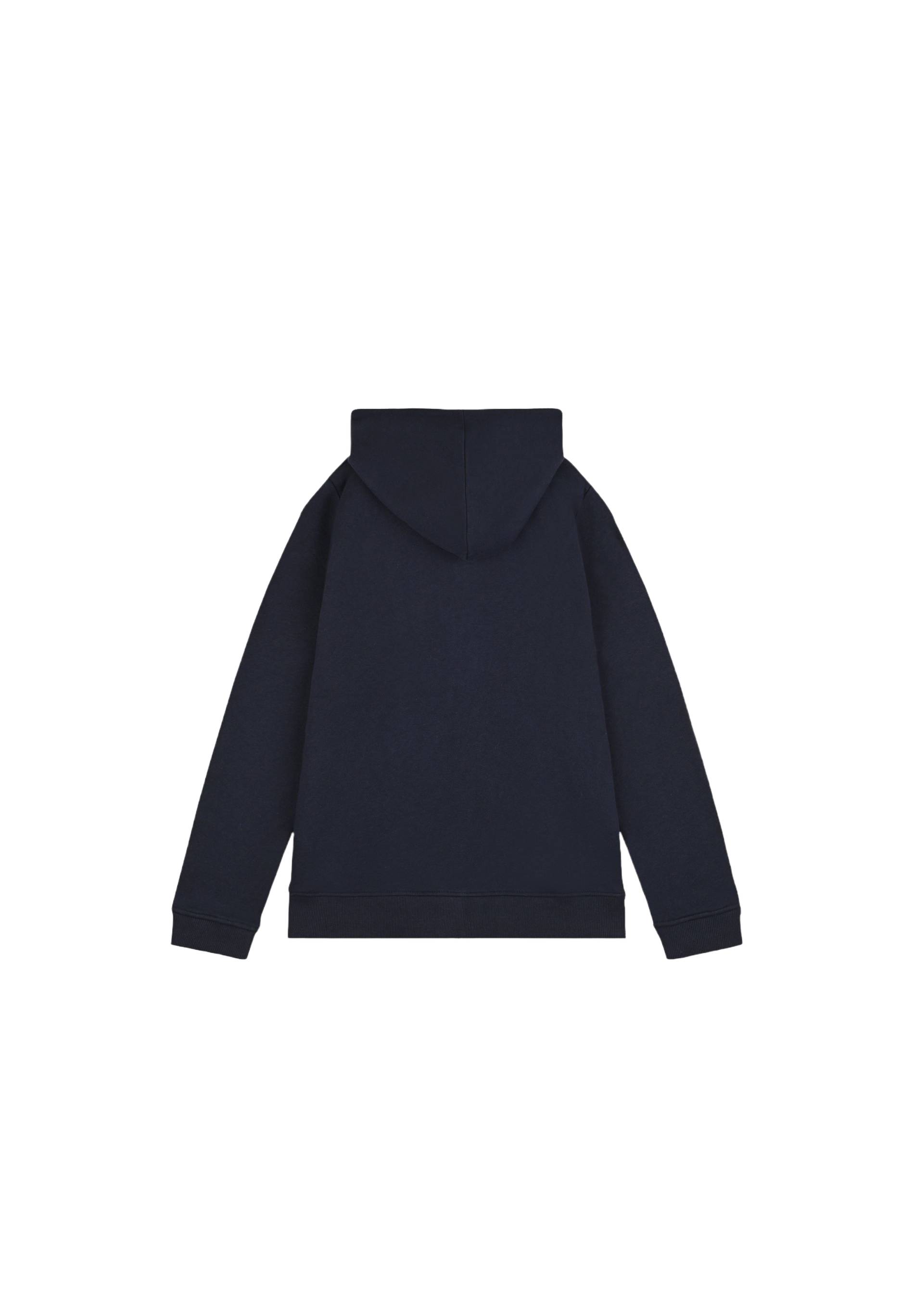 Sweat zippé à capuche uni en coton BIO, Bleu foncé, large image number 4