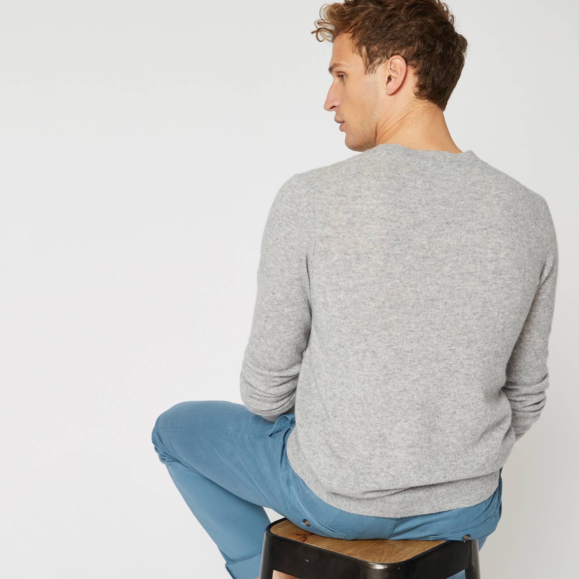 Pull en cachemire col V, Gris moyen, large image number 1.0