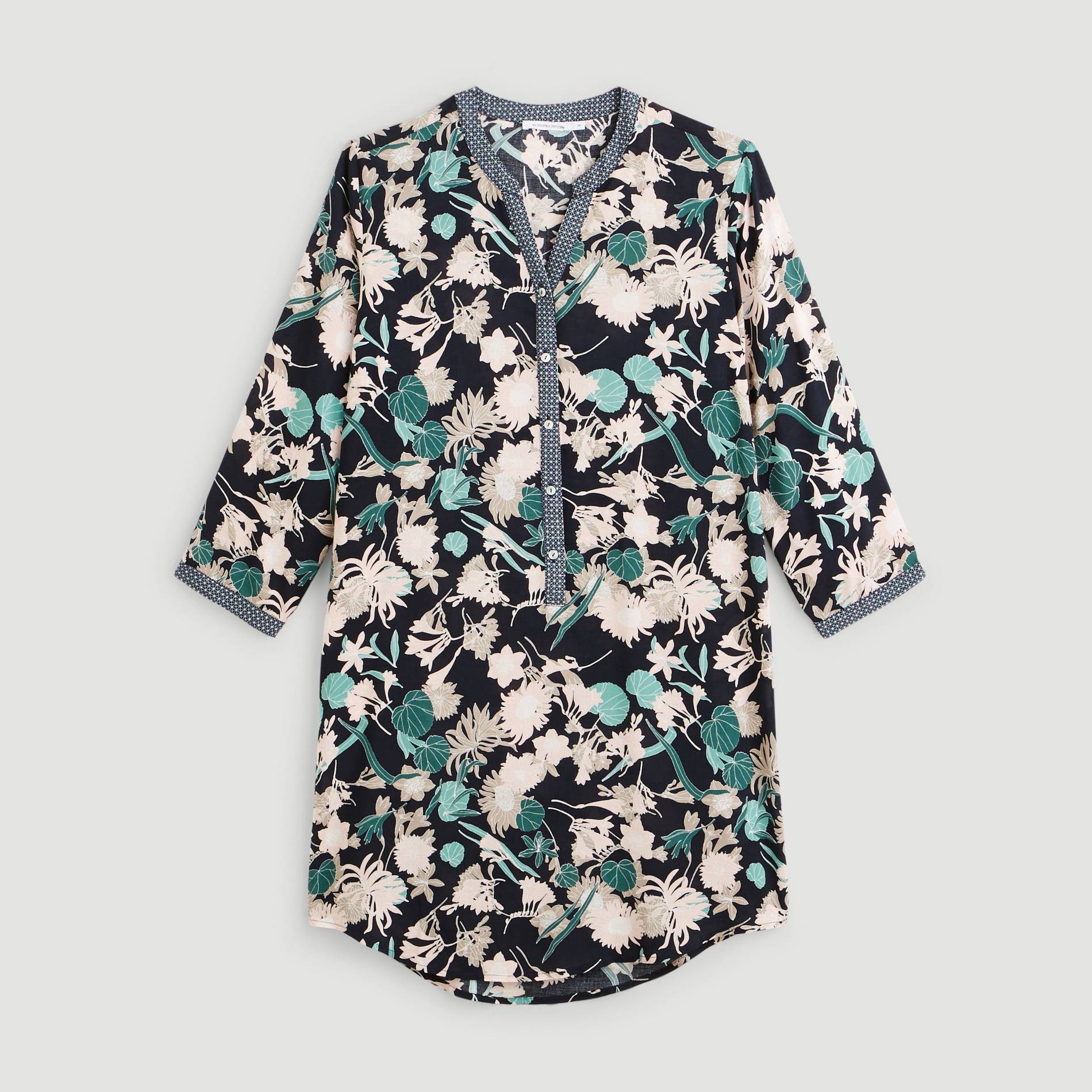 Chemise de nuit imprimee, Bleu marine, large image number 2