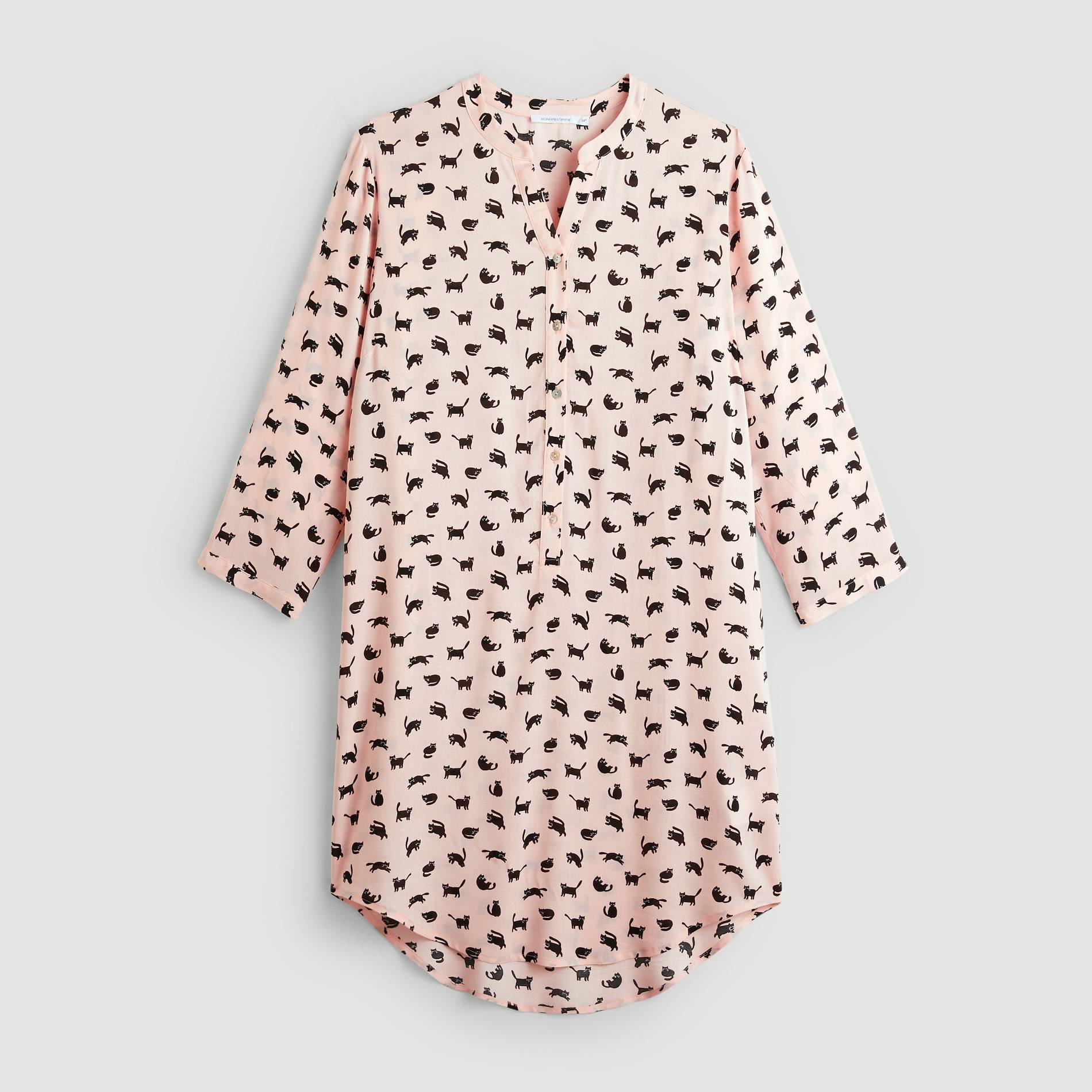 Chemise de nuit imprime chats, Rose pâle, large image number 2.0