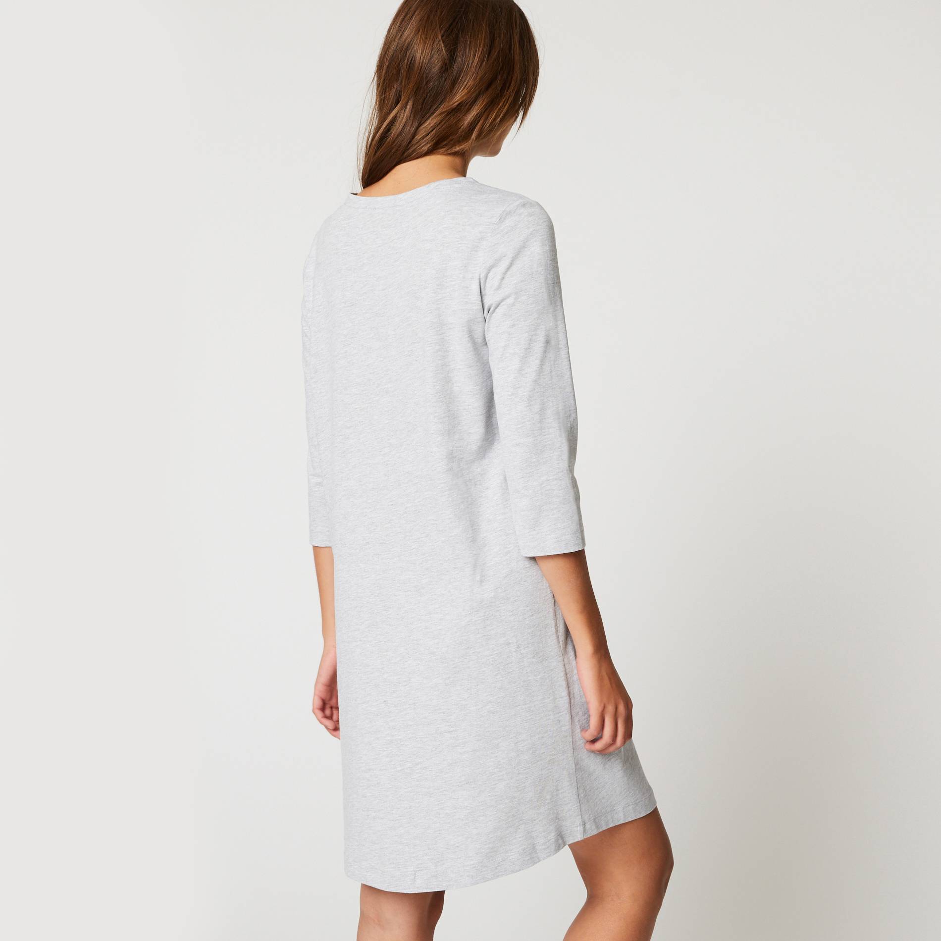 Chemise de nuit imprimee en coton BIO, Gris foncé, large image number 1