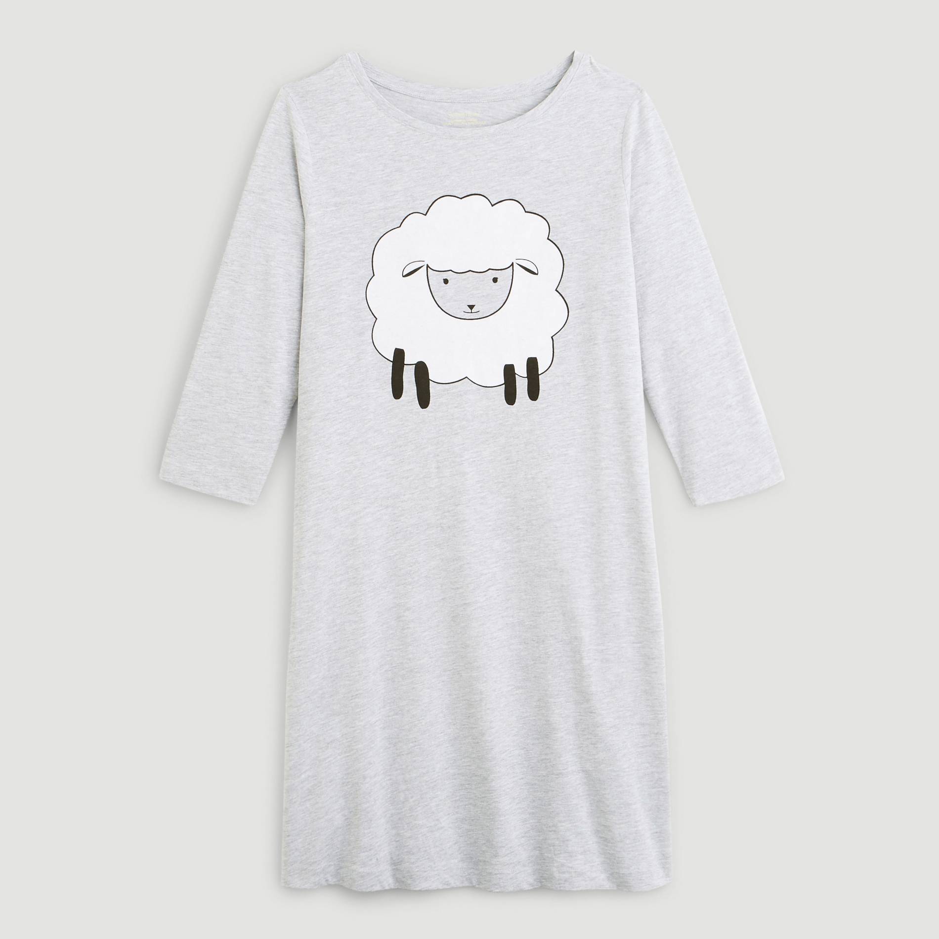 Chemise de nuit imprimee en coton BIO, Gris foncé, large image number 2