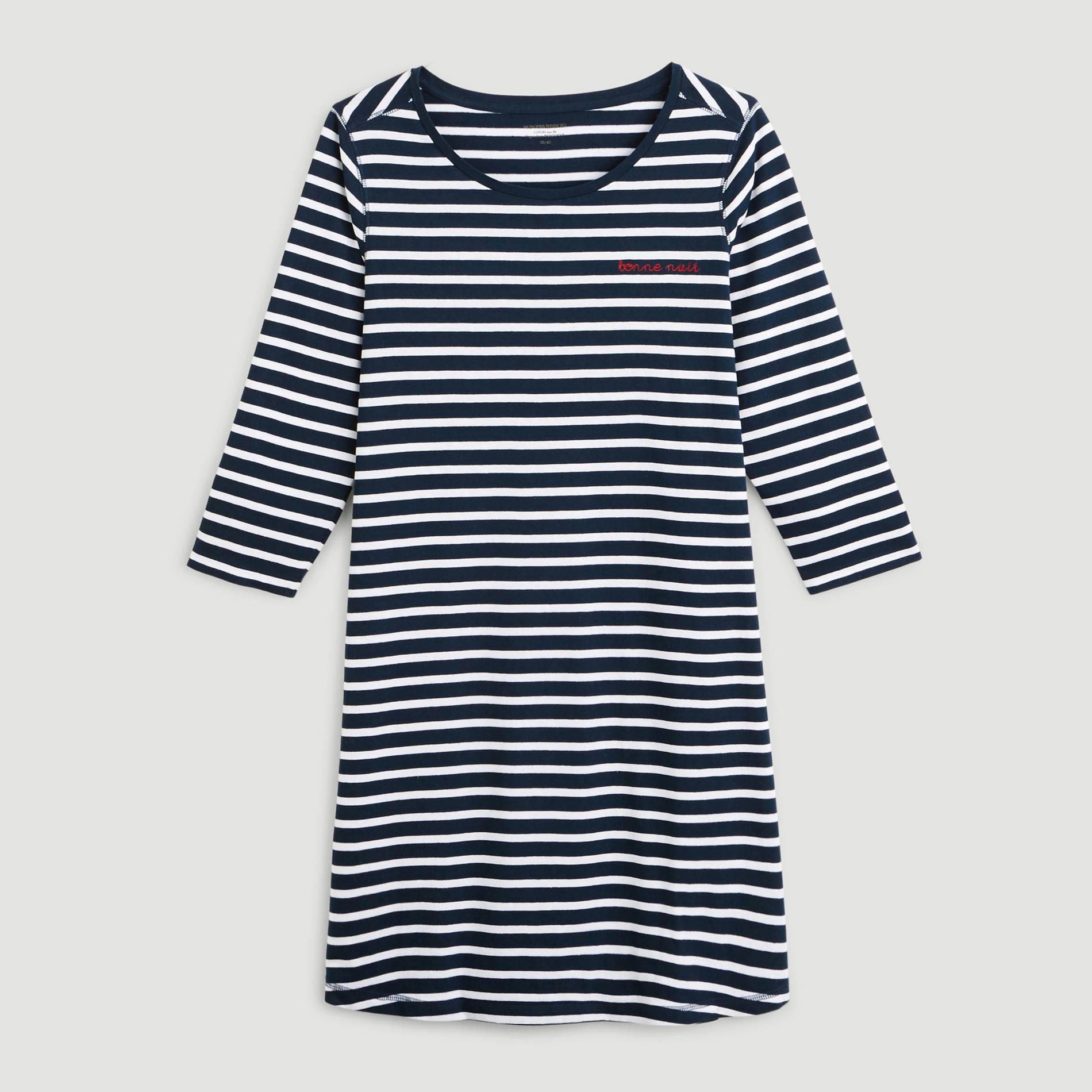 Chemise de nuit imprimee en coton BIO, Bleu marine, large image number 2