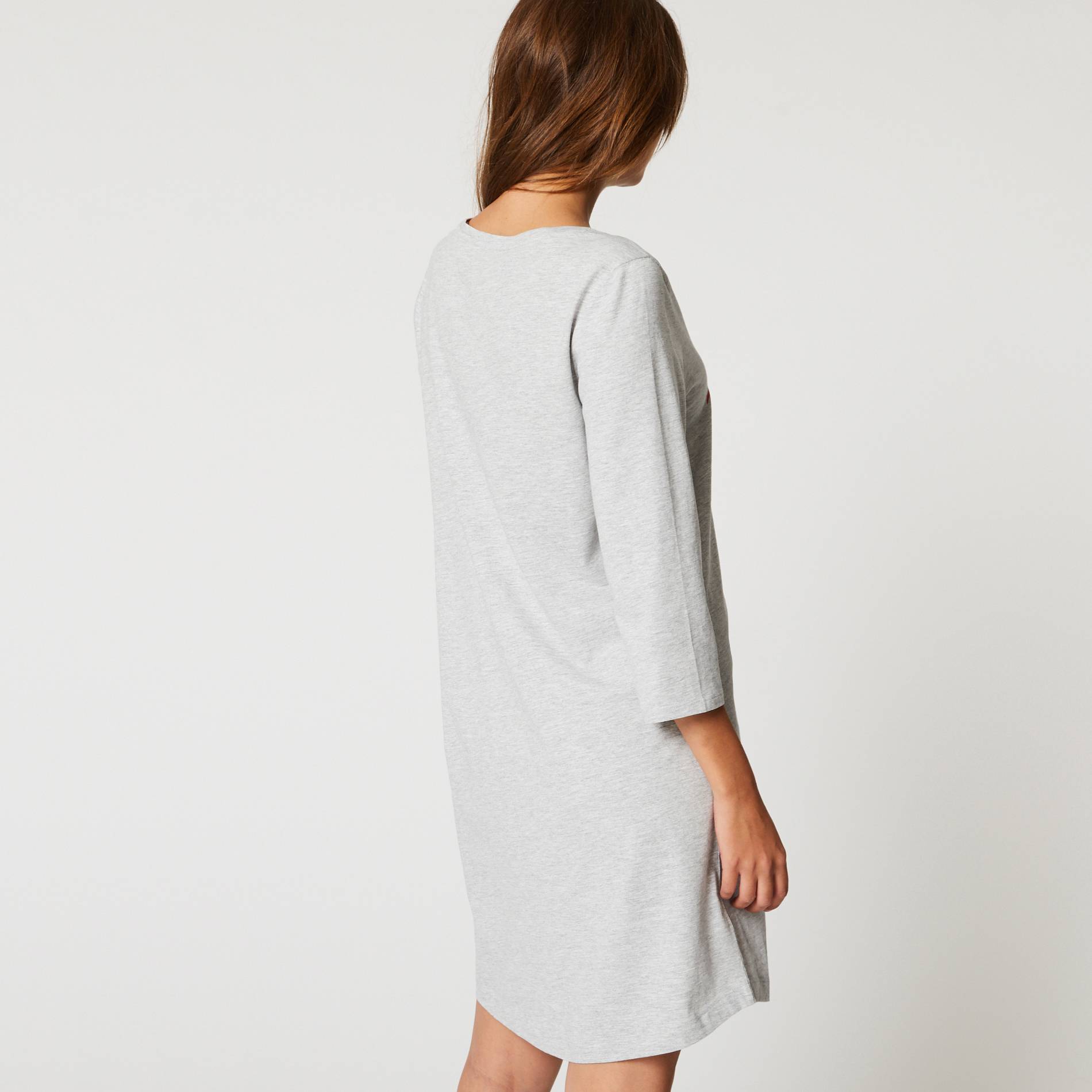 Chemise de nuit imprimee en coton BIO, Gris clair, large image number 1.0