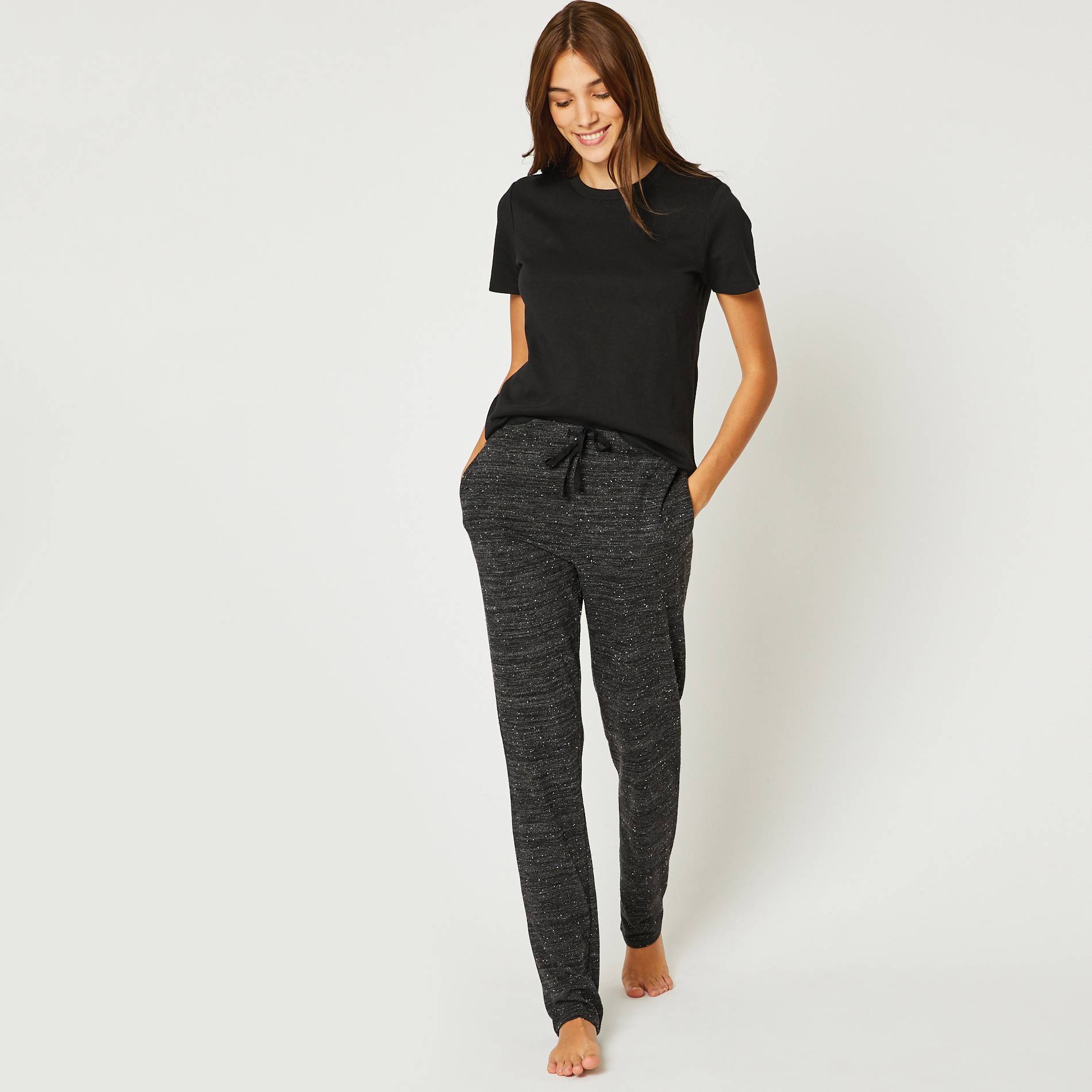 Pantalon chiné, Noir, large image number 0.0