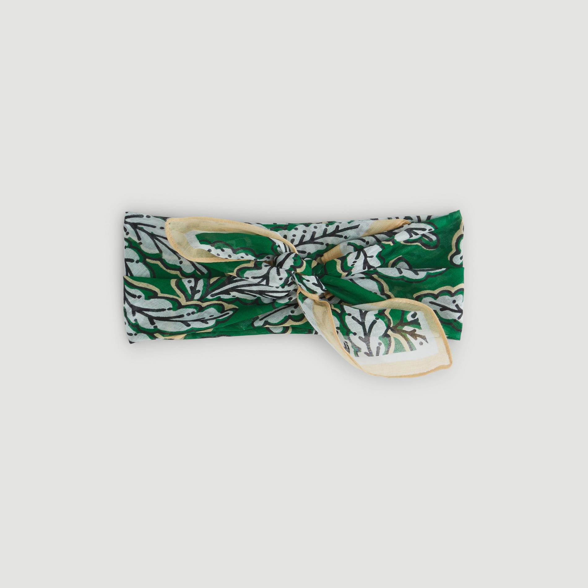 Bandana en coton imprime feuilles, Vert, large image number 0