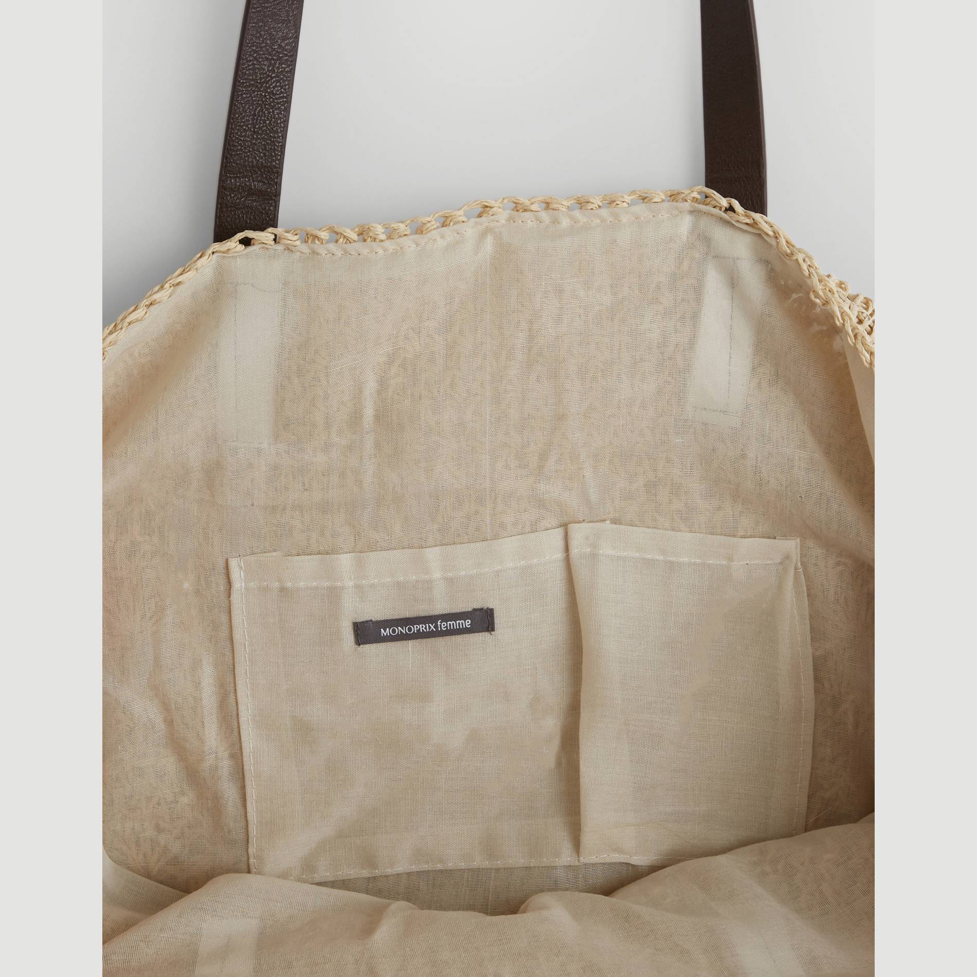 Sac en forme de panier ajoure, Safran, large image number 2.0