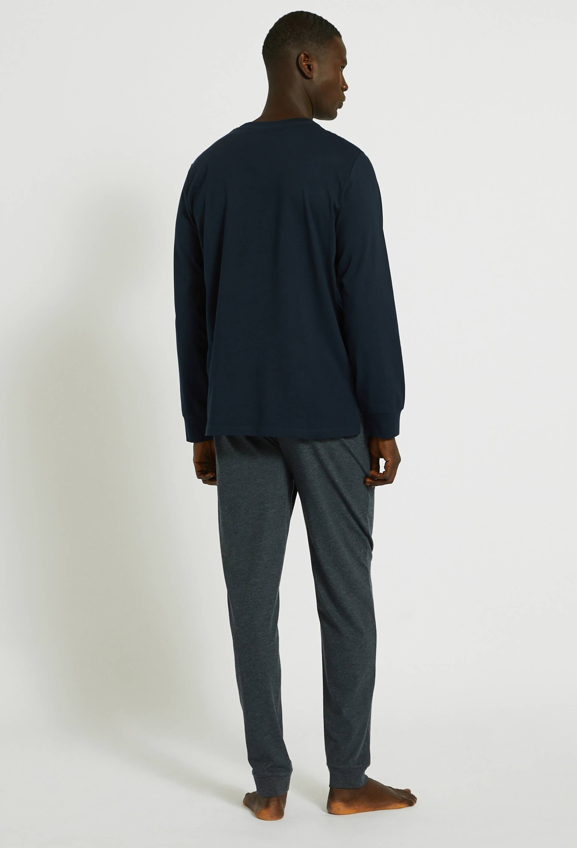 Pyjama T-shirt manches longues et pantalon en jersey de coton BIO GOTS, Bleu fonc&eacute;, large image number 1