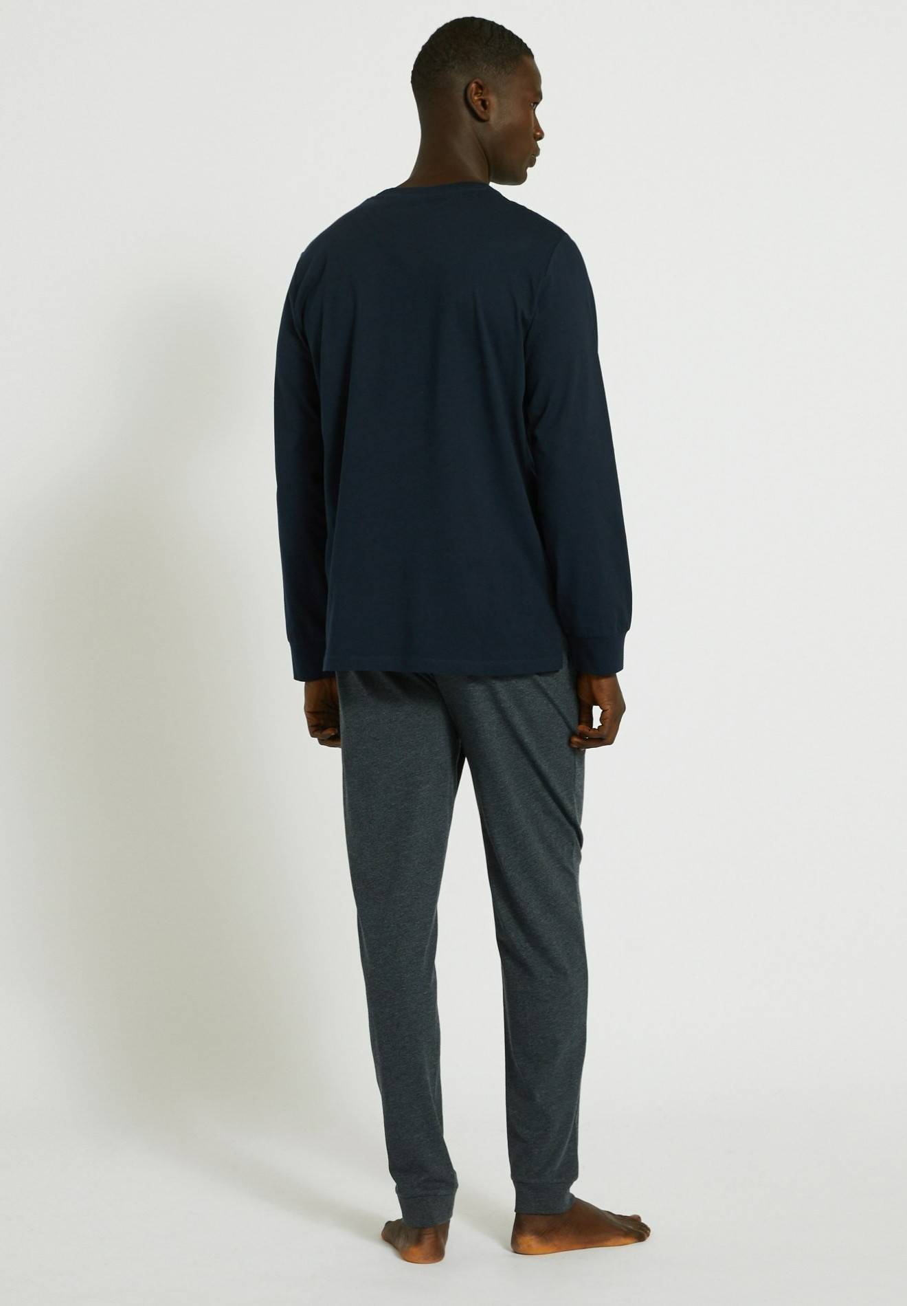Pyjama T-shirt manches longues et pantalon en jersey de coton BIO GOTS, Bleu foncé, large image number 4.0
