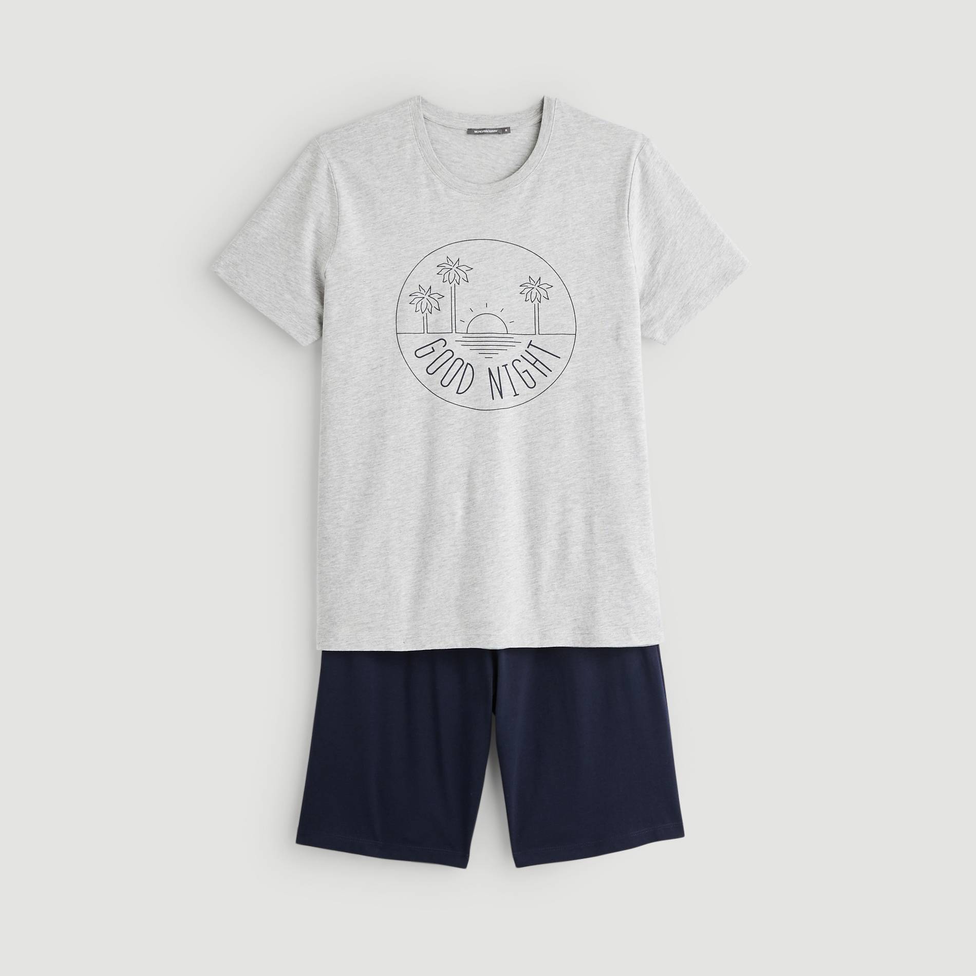Pyjama imprime en coton BIO, Gris moyen, large image number 2