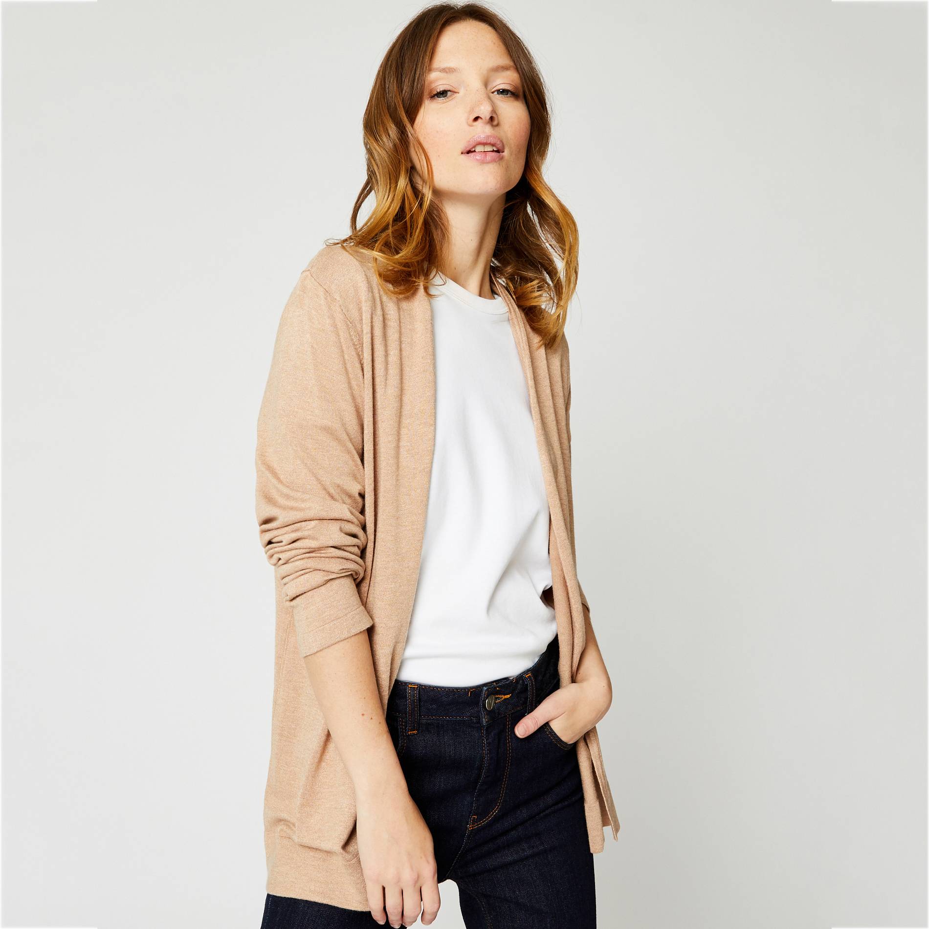 Gilet manches longues, Brun clair, large image number 0