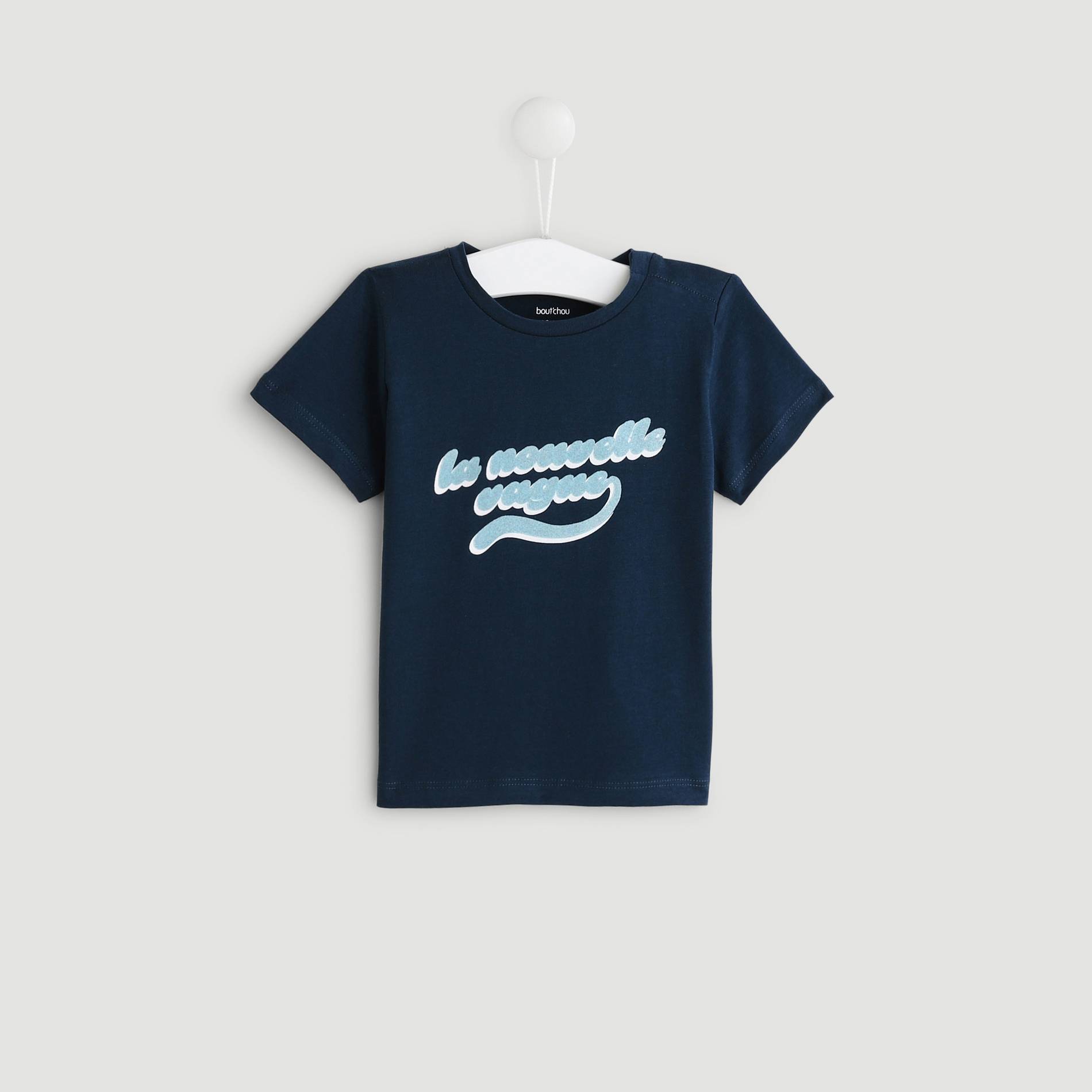T-shirt manches courtes imprimé flocage, Bleu marine, large image number 0