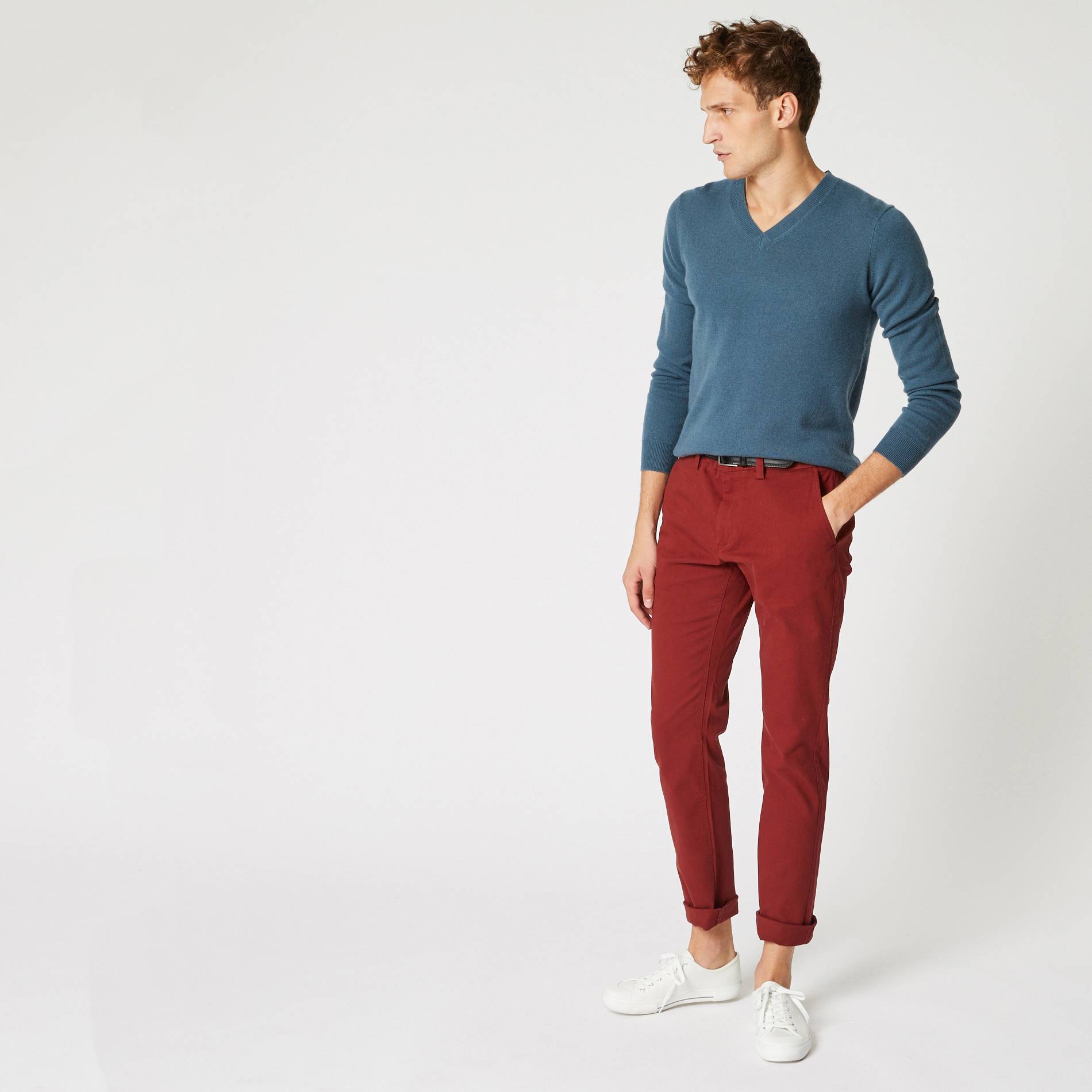 Pantalon chino straight en coton BIO, Quetsche, large image number 0.0