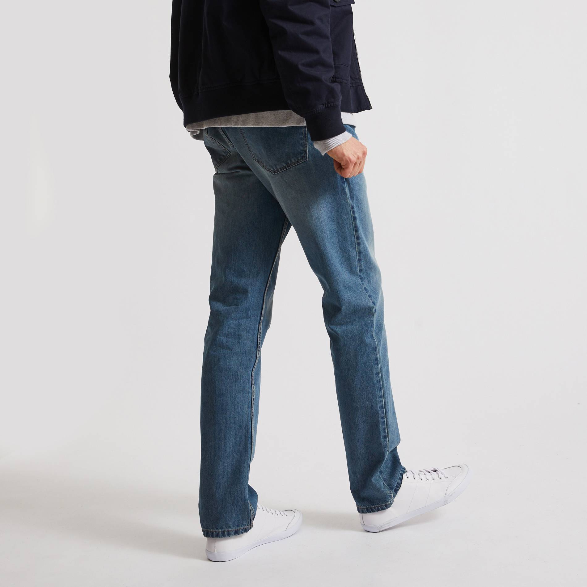 Jean coupe straight en coton BIO, Bleu foncé, large image number 1