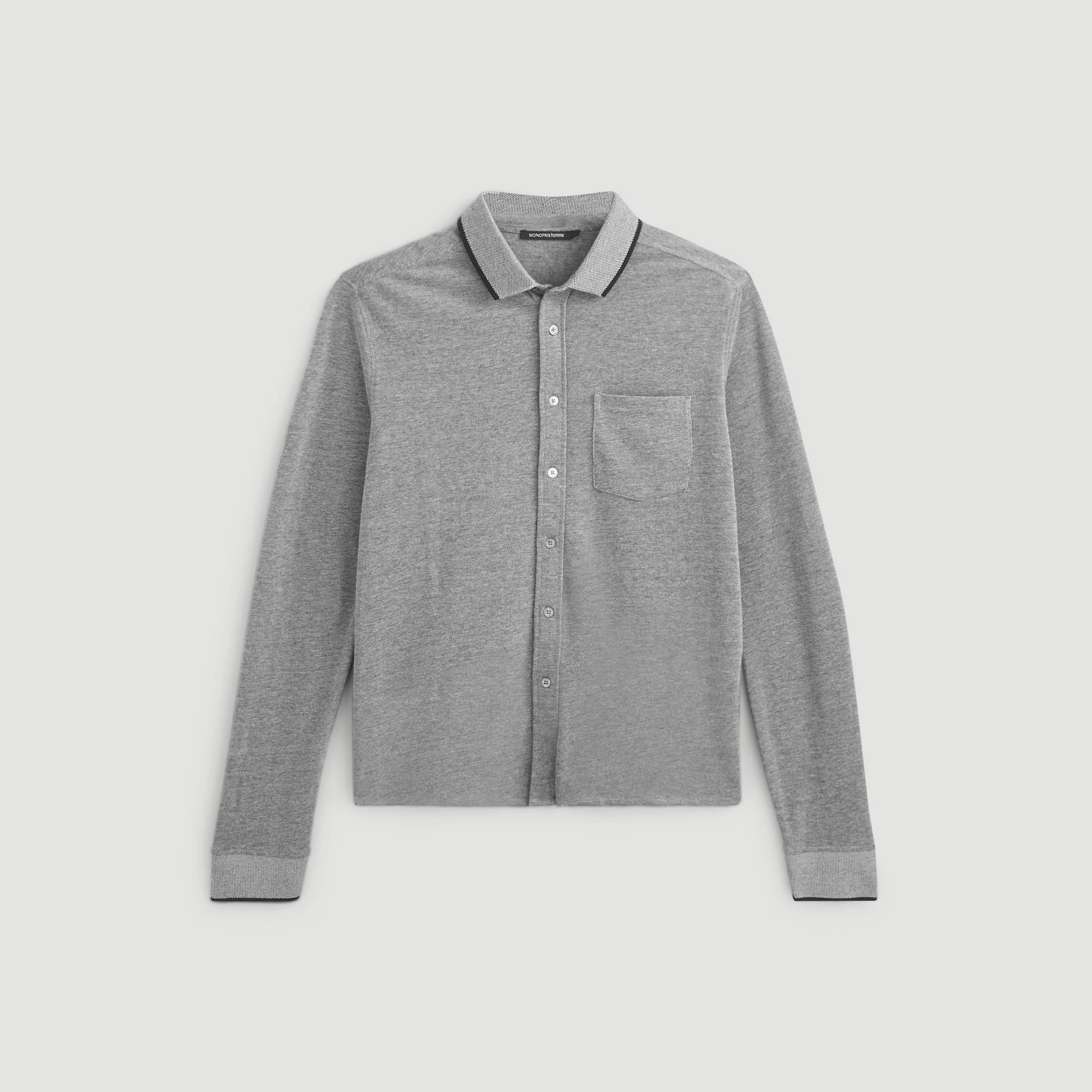 Chemise en piqué de coton, Noir, large image number 2.0