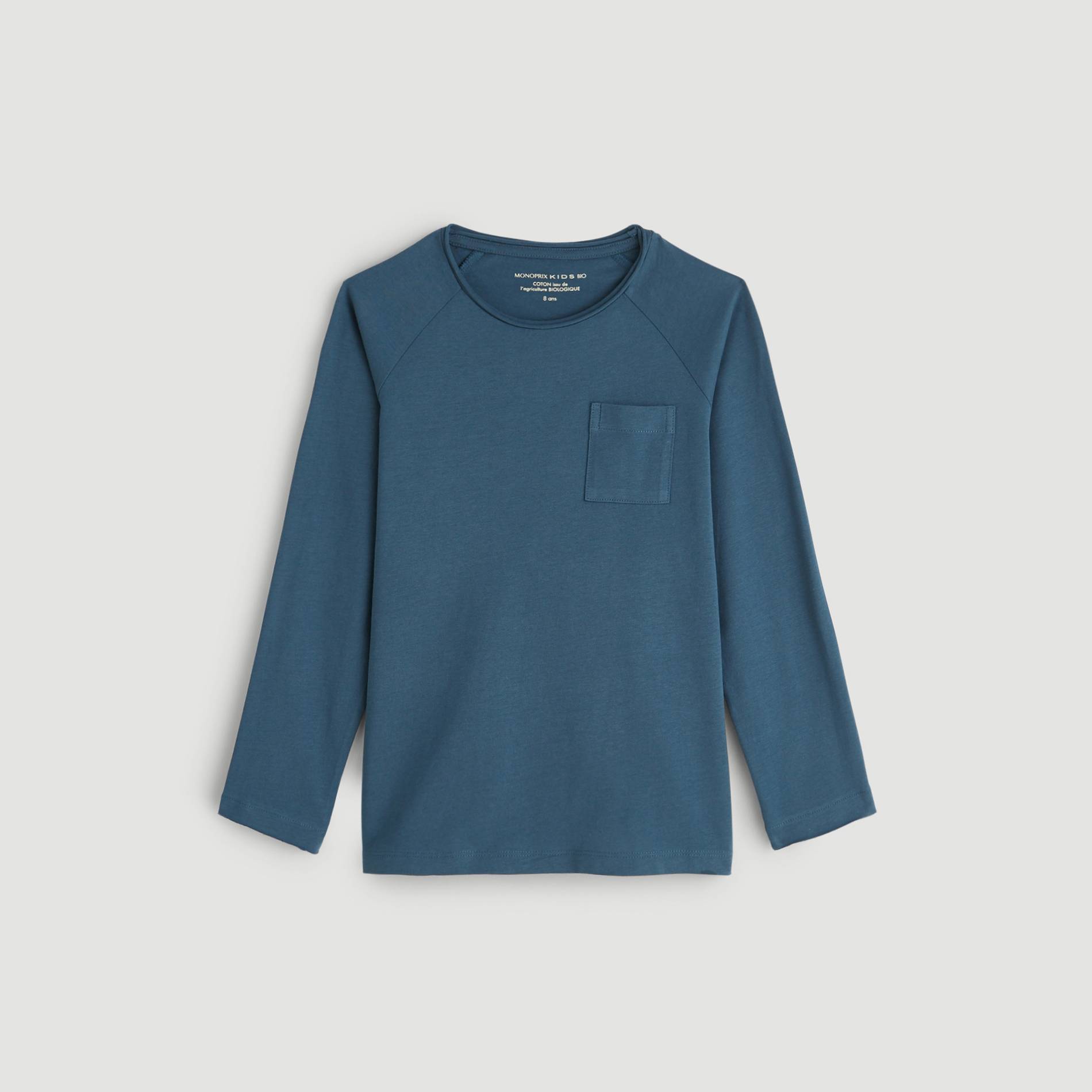 T-shirt manches longues en coton BIO, Bleu canard, large image number 0.0