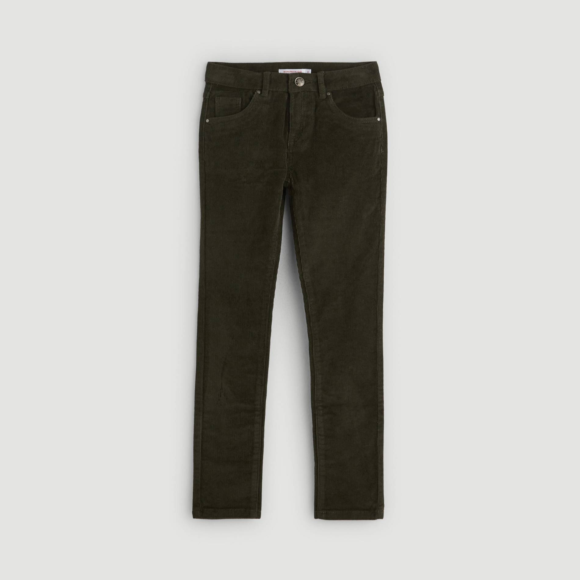 Pantalon en velours coupe slim, Vert foncé, large image number 0.0