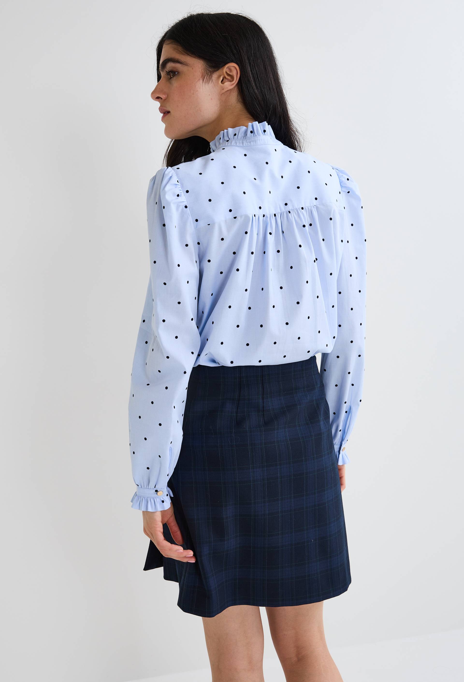 Blouse manches longues imprim&eacute;e en coton BIO GOTS, Bleu clair, large image number 1.0