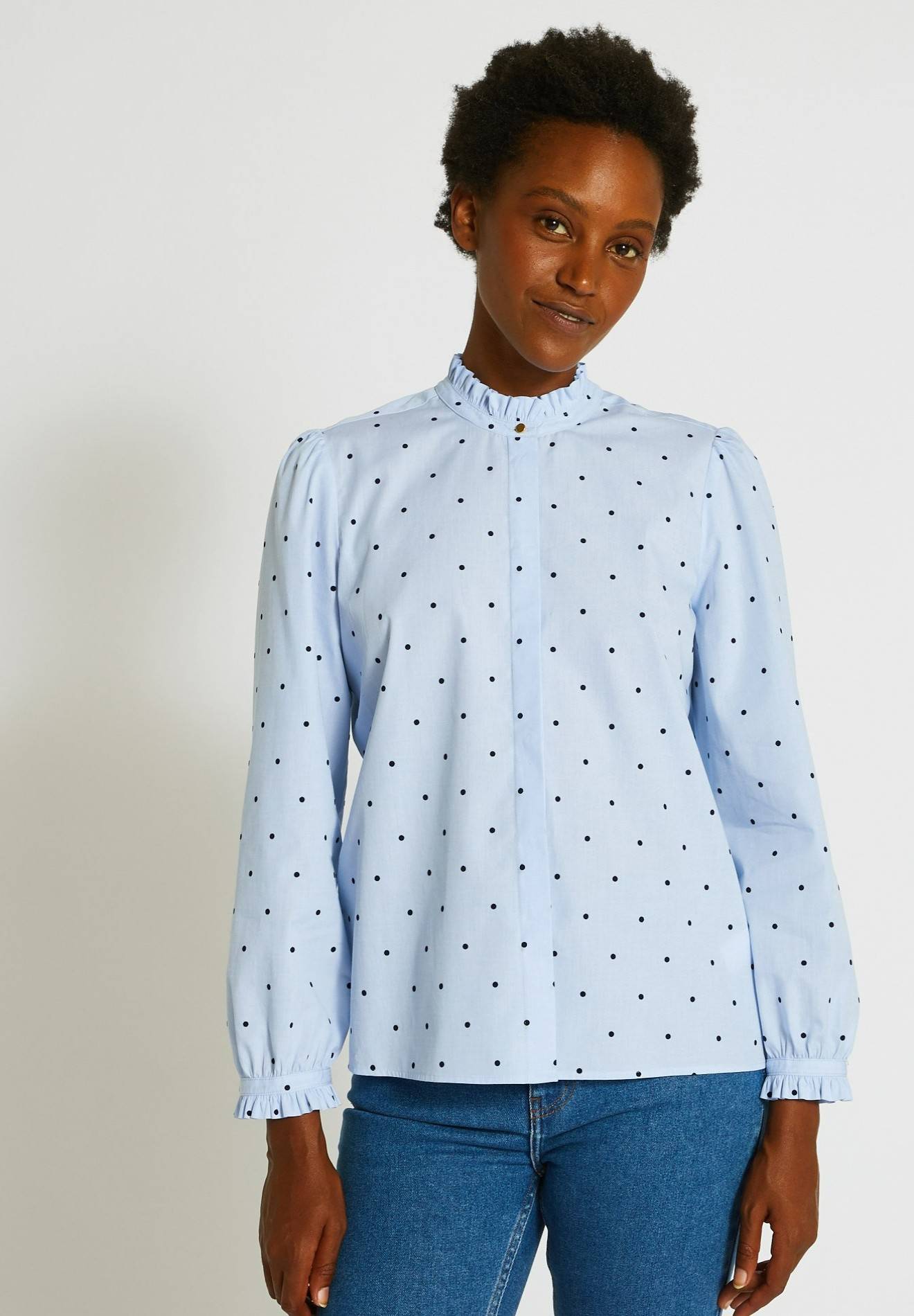 Blouse manches longues imprim&eacute;e en coton BIO GOTS, Bleu clair, large image number 3.0