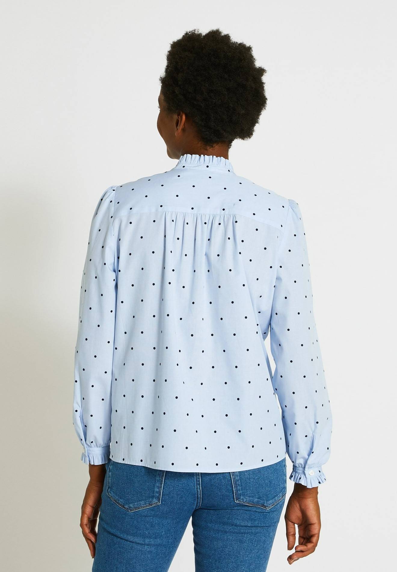Blouse manches longues imprim&eacute;e en coton BIO GOTS, Bleu clair, large image number 4