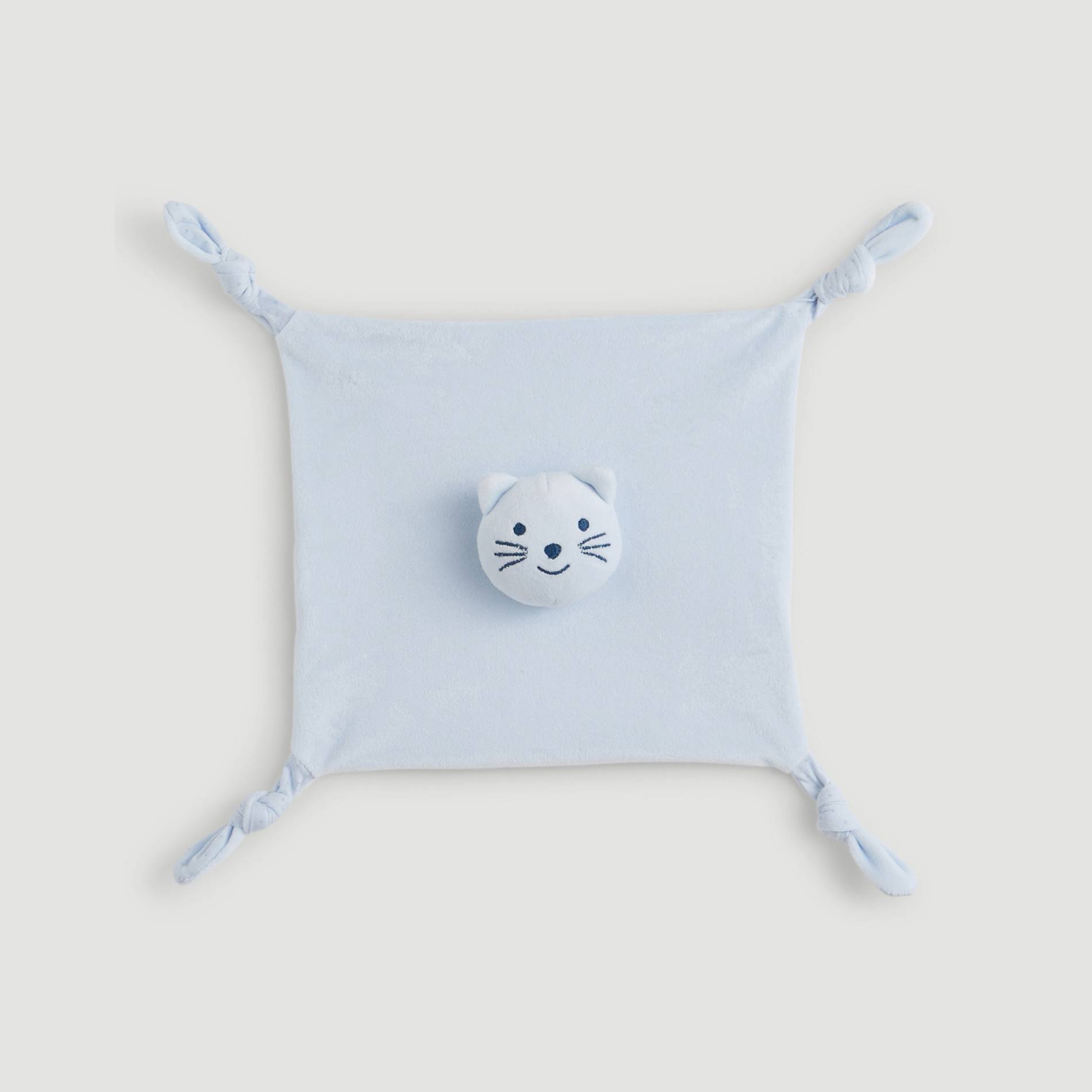 Doudou carre imprime, Bleu pâle, large image number 0