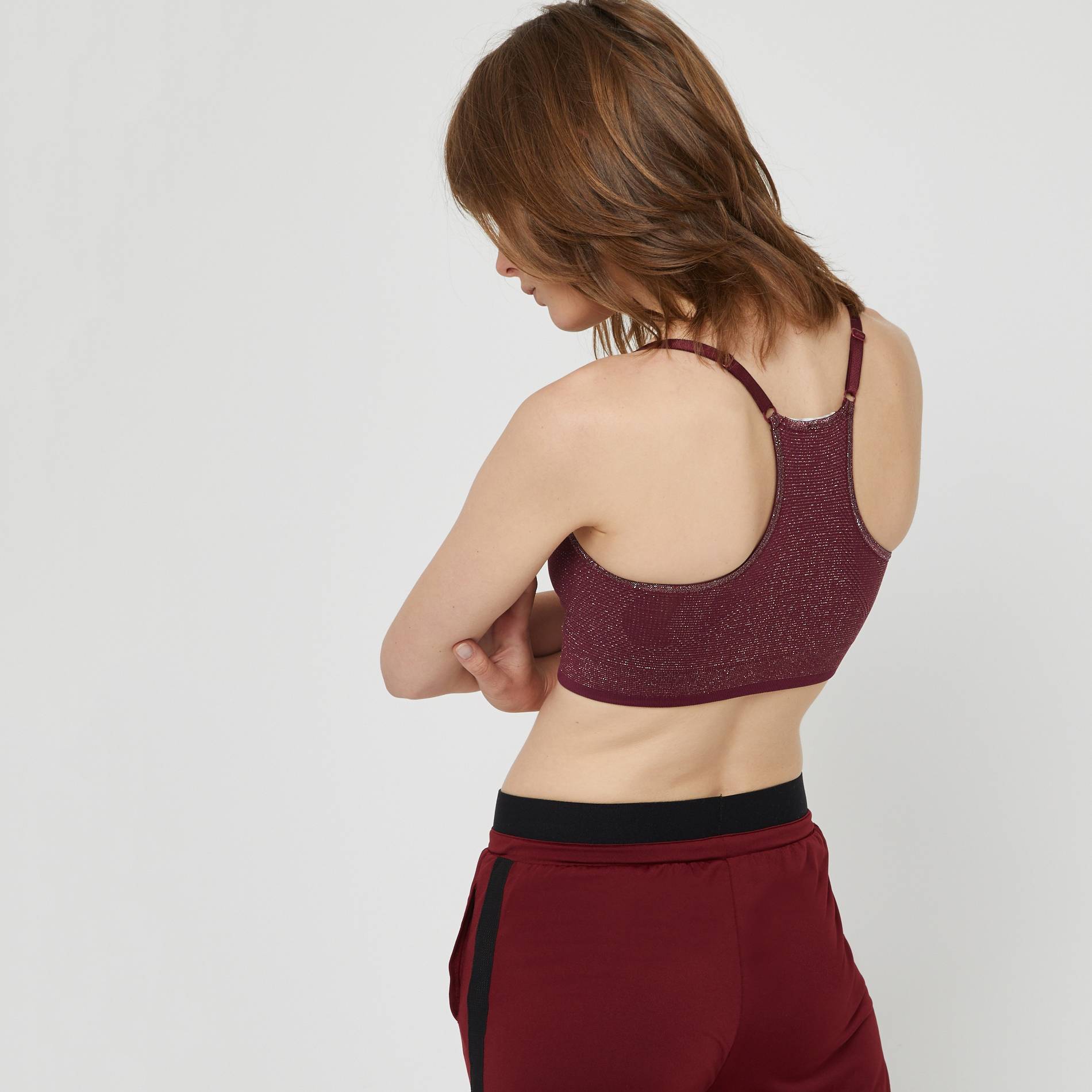 Brassière de sport sans couture, Quetsche, large image number 1