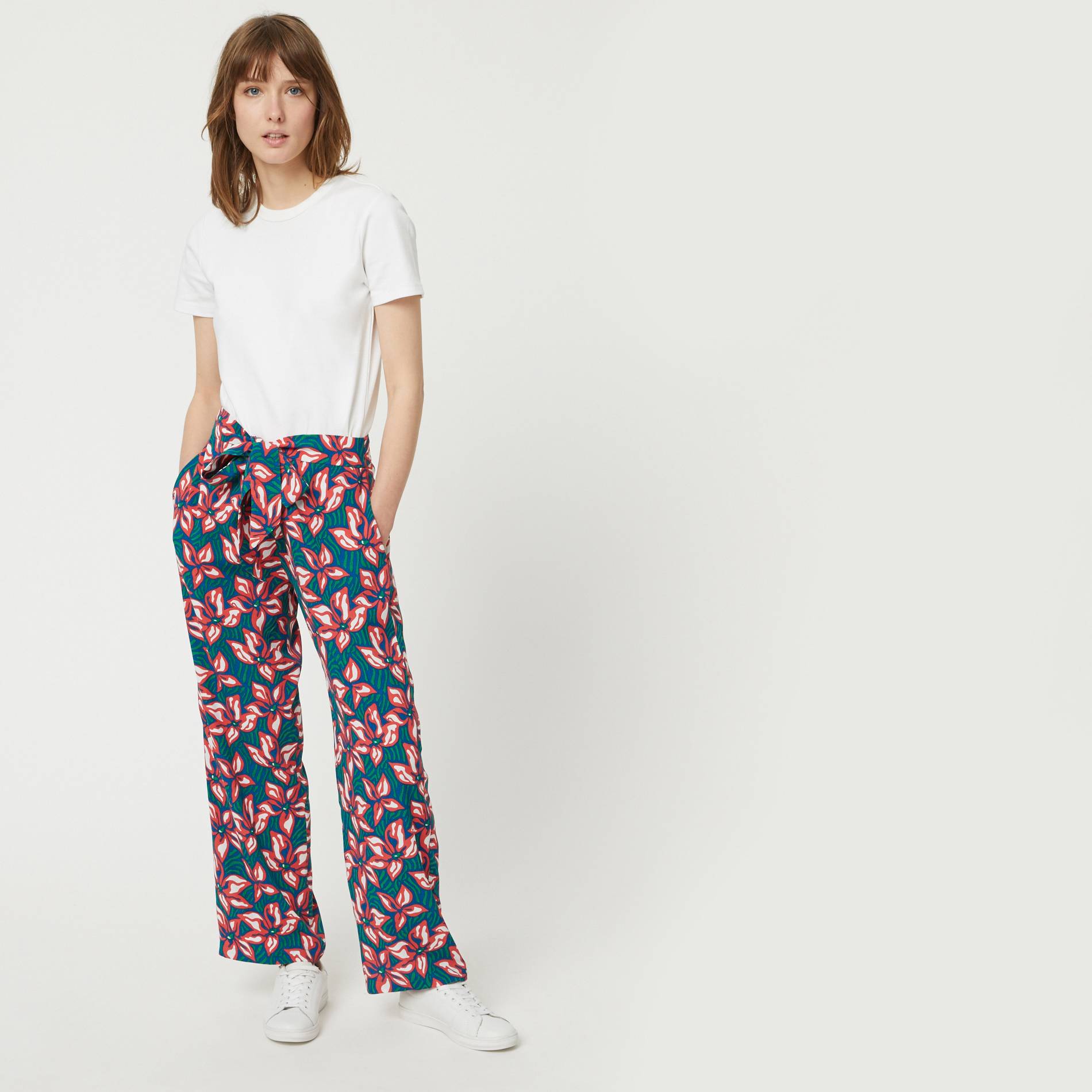 Pantalon large imprime, Bleu, large image number 0.0