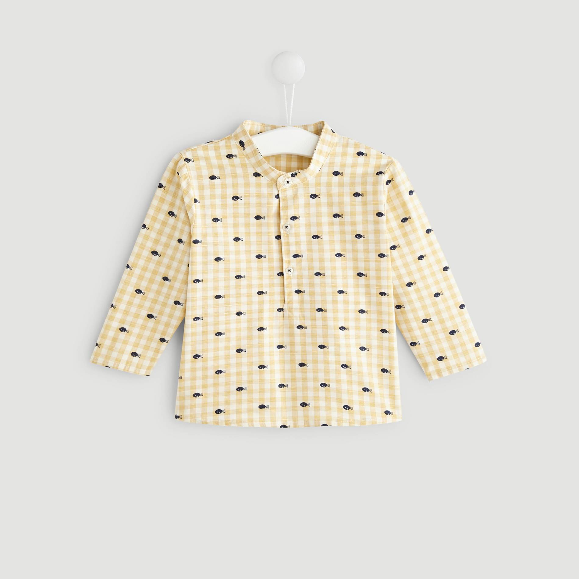 Chemise carreaux imprimé, Jaune pâle, large image number 0.0