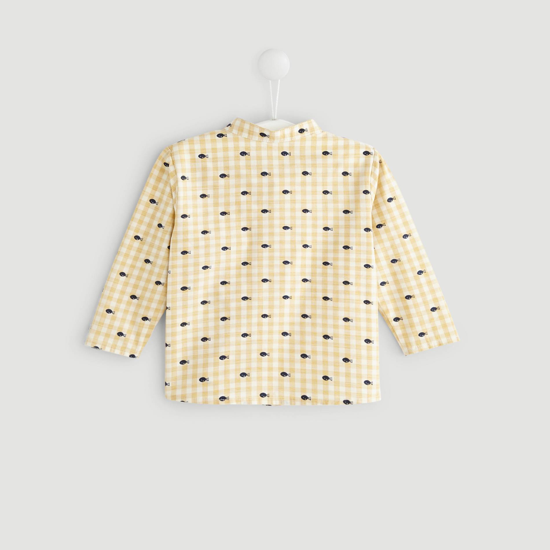 Chemise carreaux imprimé, Jaune pâle, large image number 1