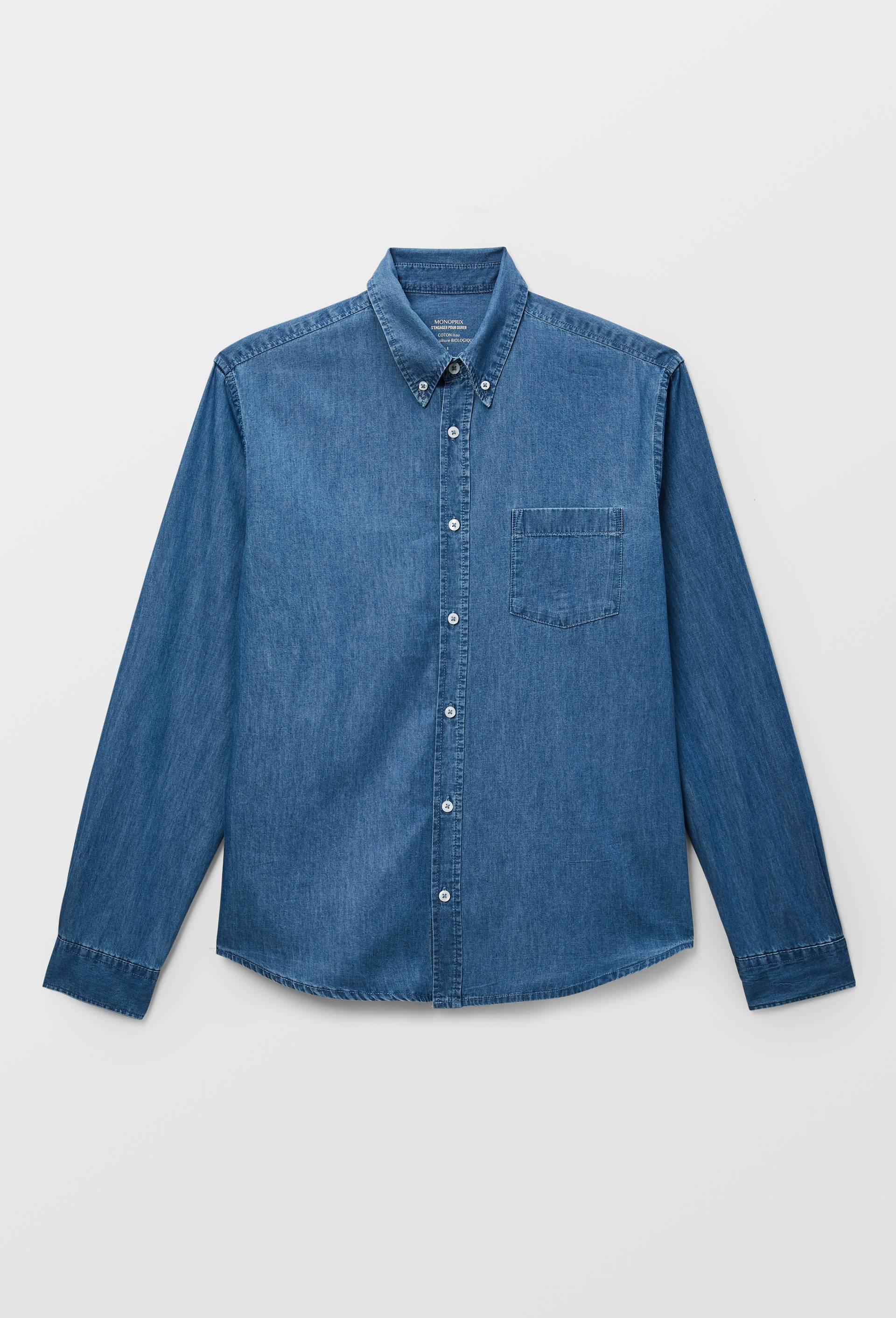 Chemise manches longues chambray en coton BIO GOTS, Bleu fonc&eacute;, large image number 3.0