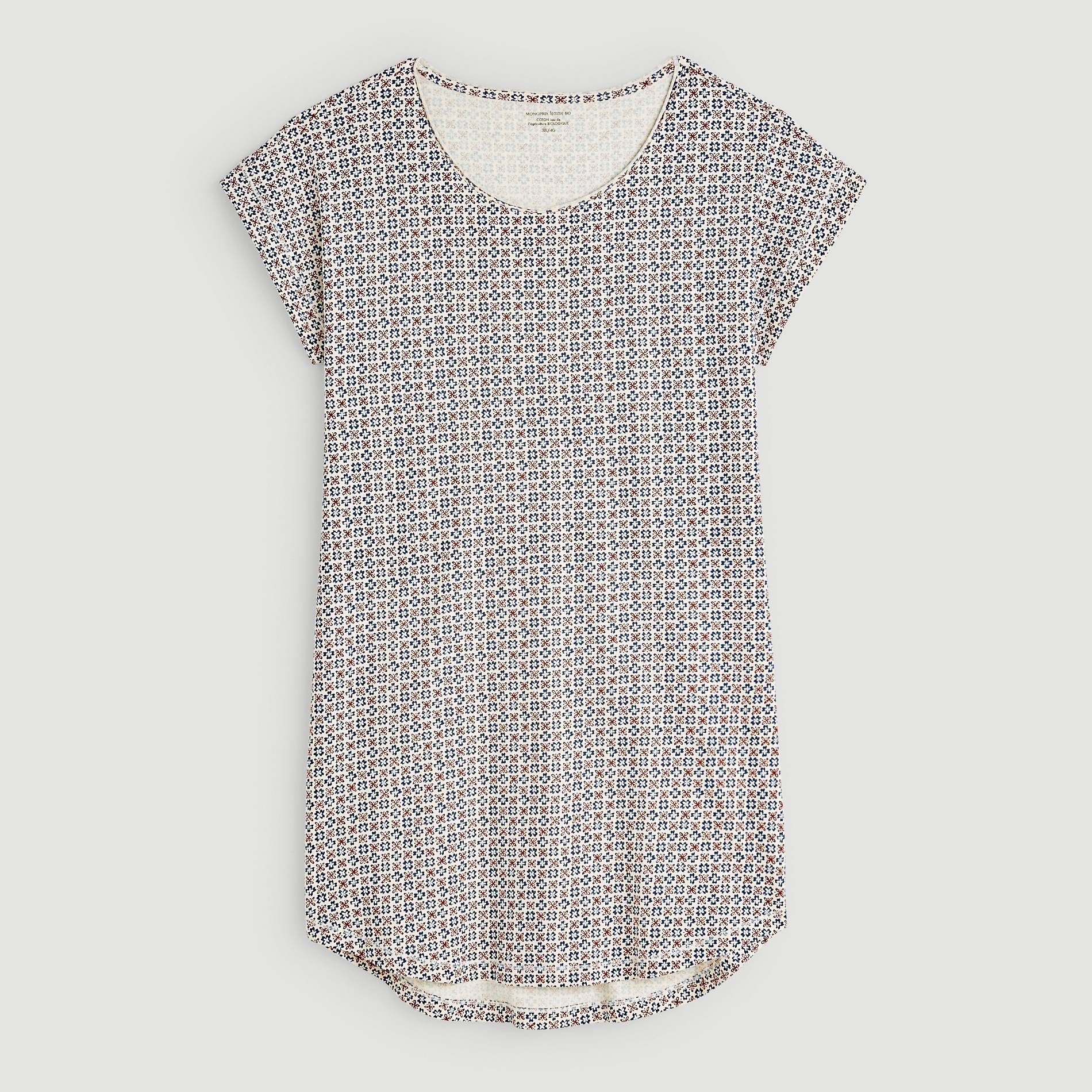 Chemise de nuit imprimee en coton BIO, Ecru, large image number 2.0