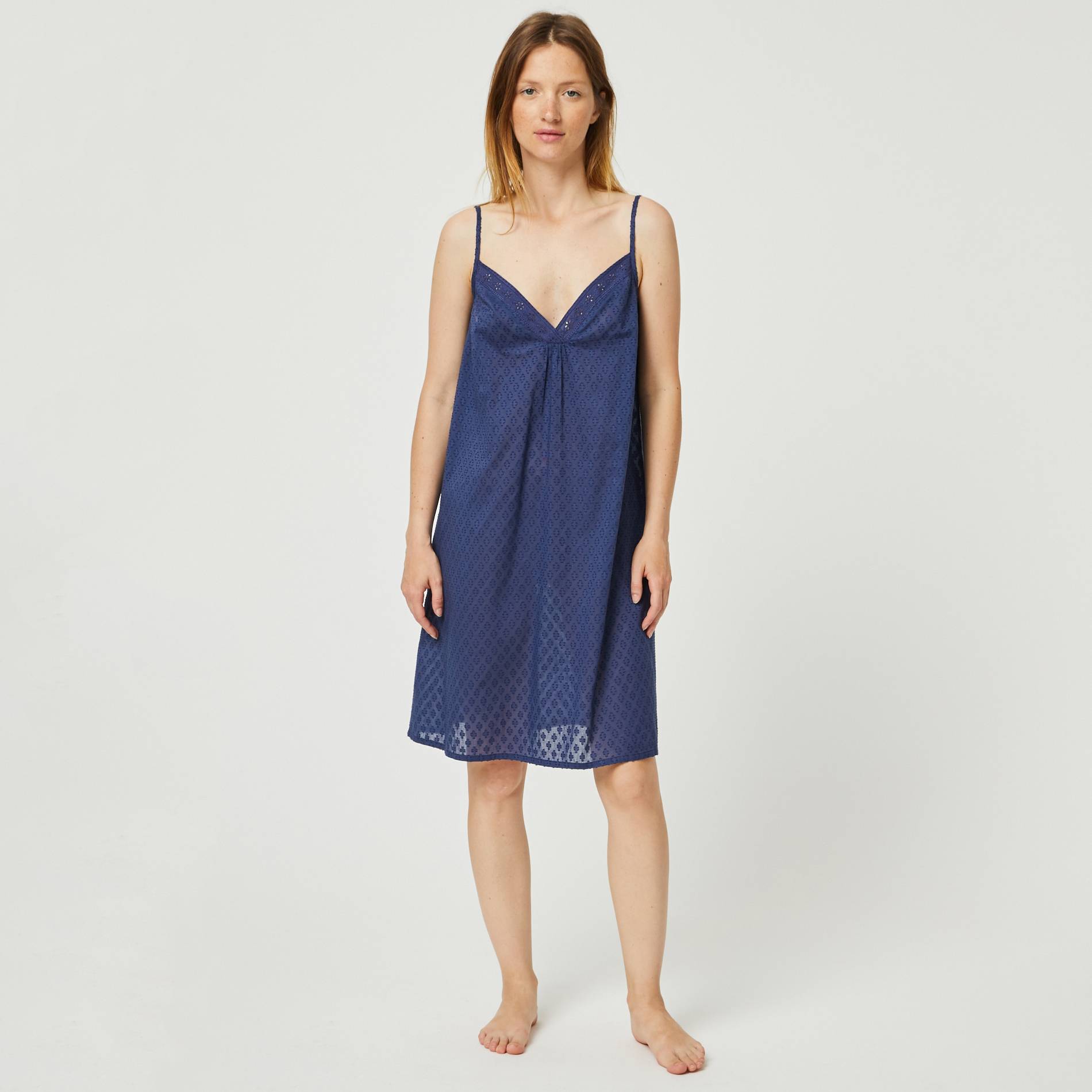 Chemise de nuit en plumetis imprimee, Indigo, large image number 0
