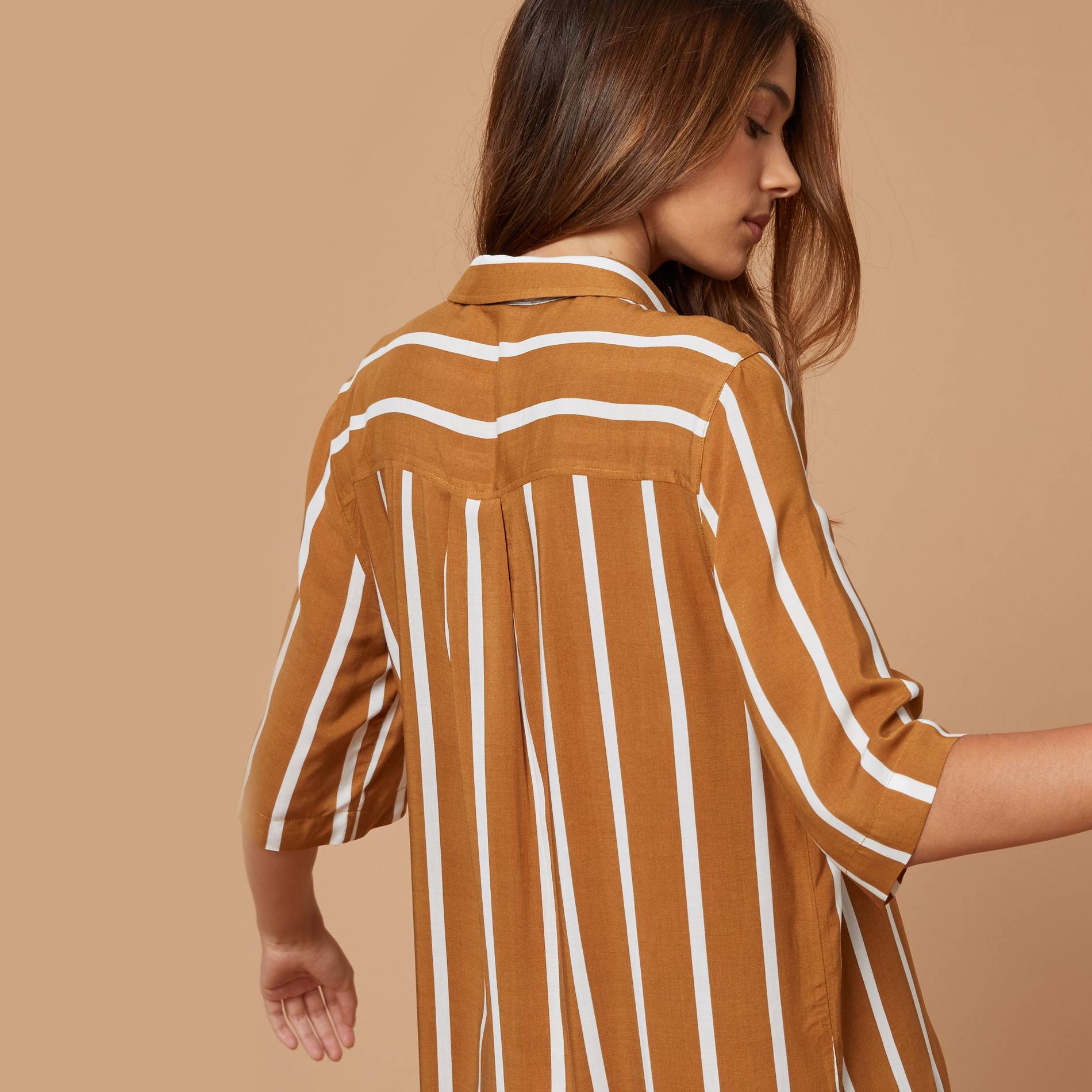 Chemise de nuit rayee en viscose, Safran, large image number 1.0