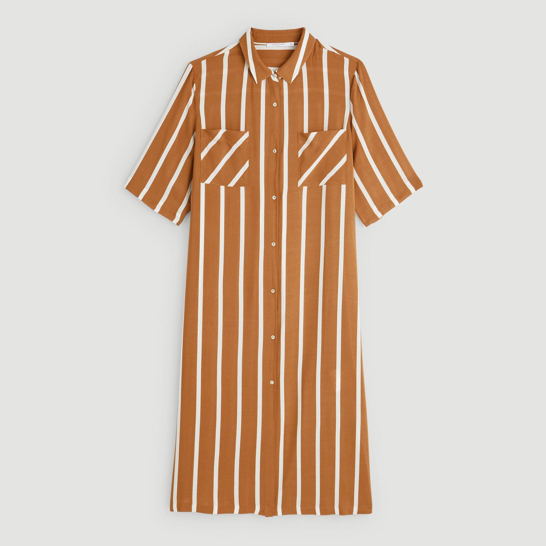 Chemise de nuit rayee en viscose, Safran, large image number 2.0