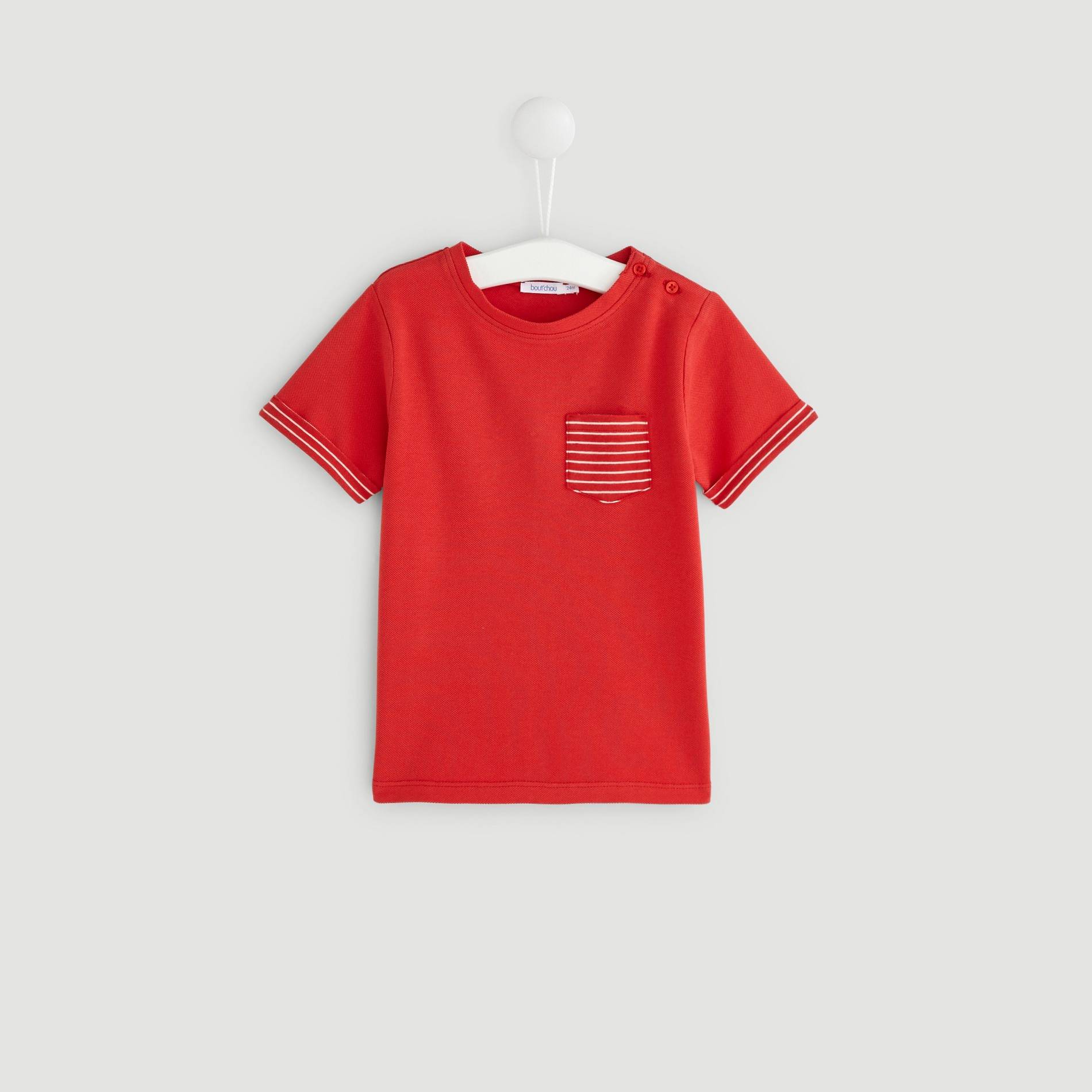 T-shirt manches courtes avec poche rayée, Brique, large image number 0.0