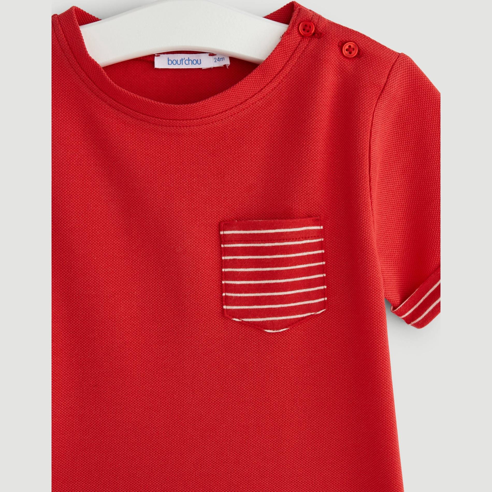 T-shirt manches courtes avec poche rayée, Brique, large image number 2.0