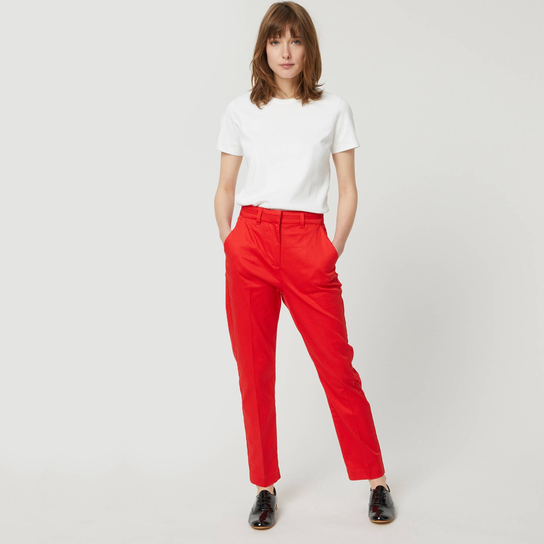 Pantalon stretch en coton, Rouge, large image number 0