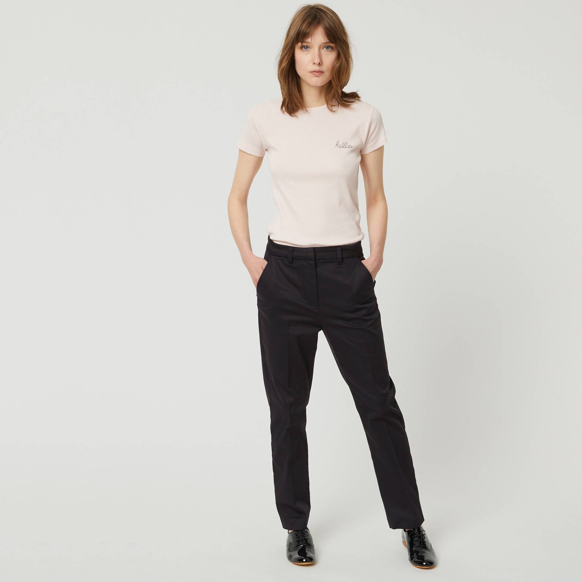 Pantalon stretch en coton, Noir, large image number 0
