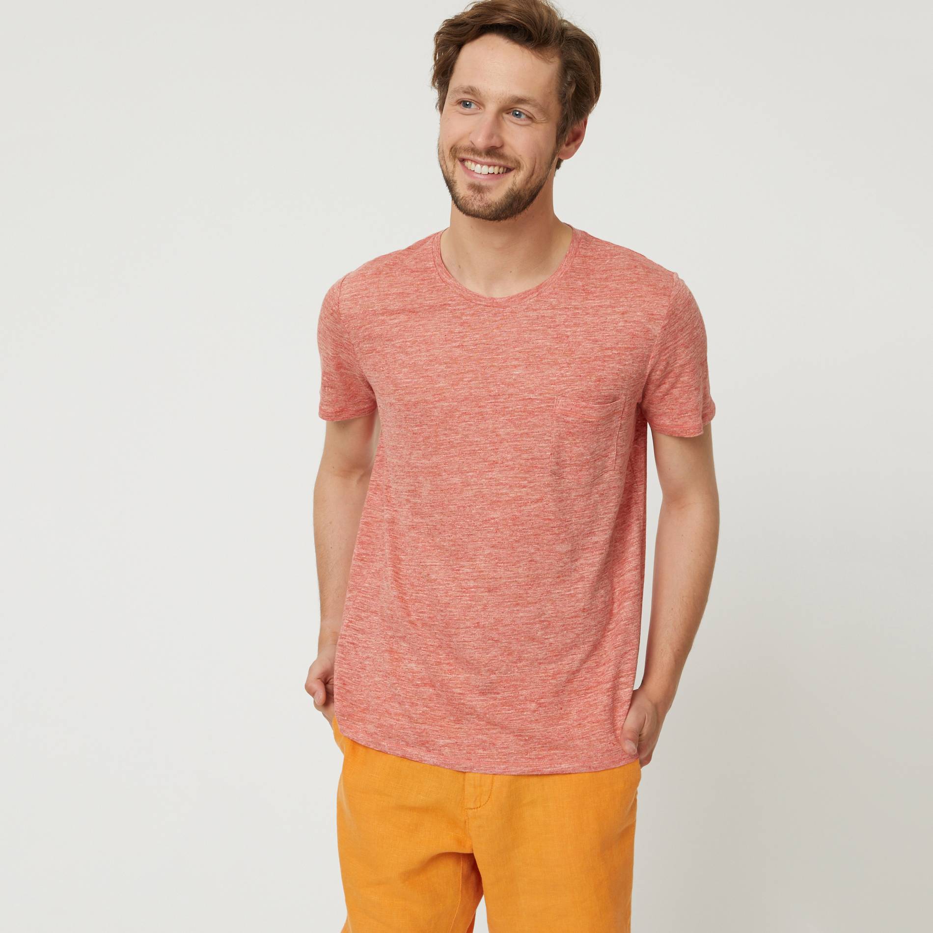 T-shirt manches courtes en lin, Roux, large image number 0