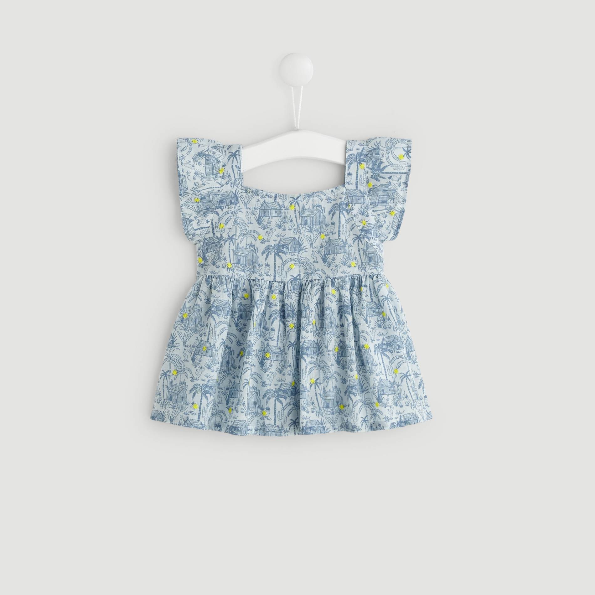 Blouse manches courtes imprime, Bleu pâle, large image number 0