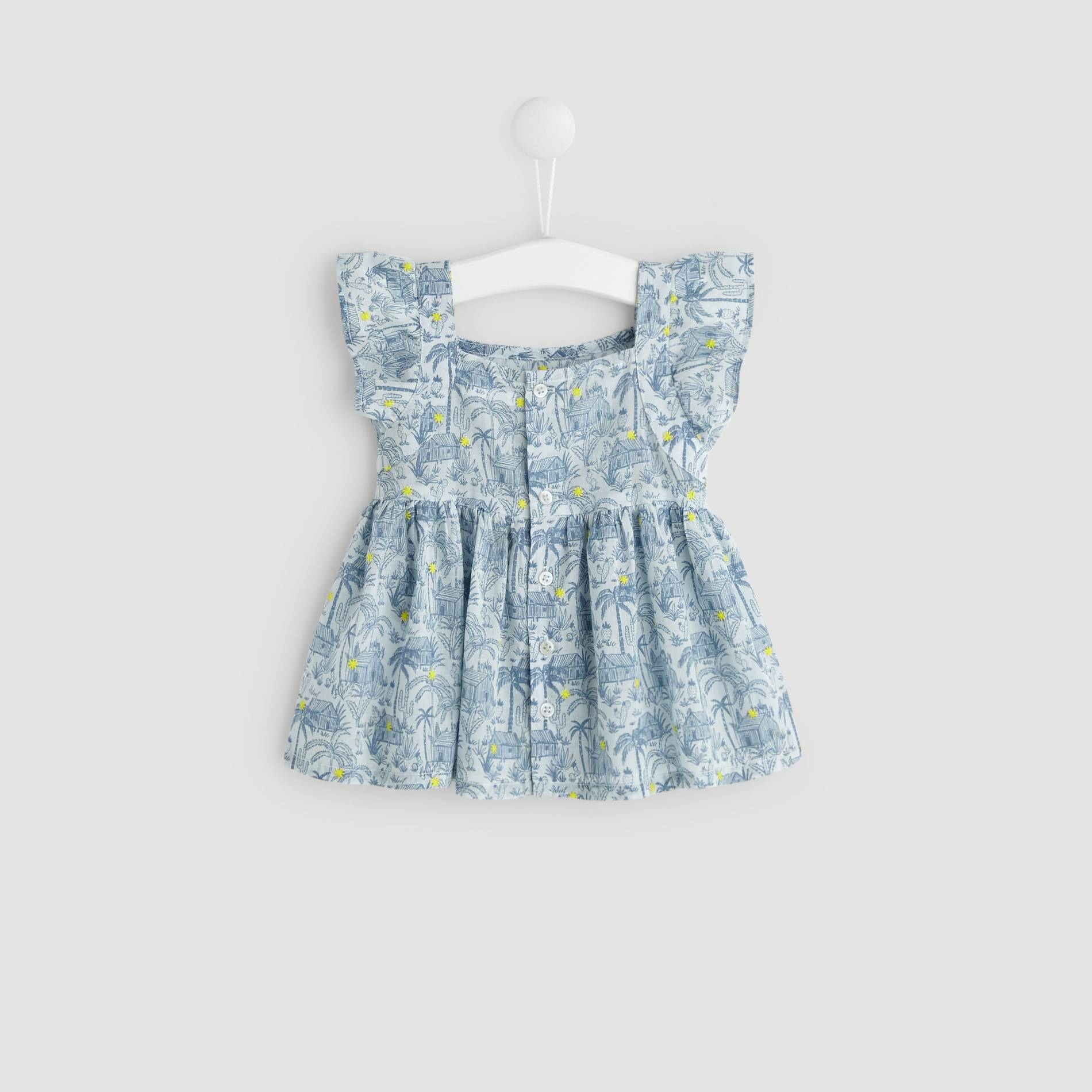 Blouse manches courtes imprime, Bleu pâle, large image number 1