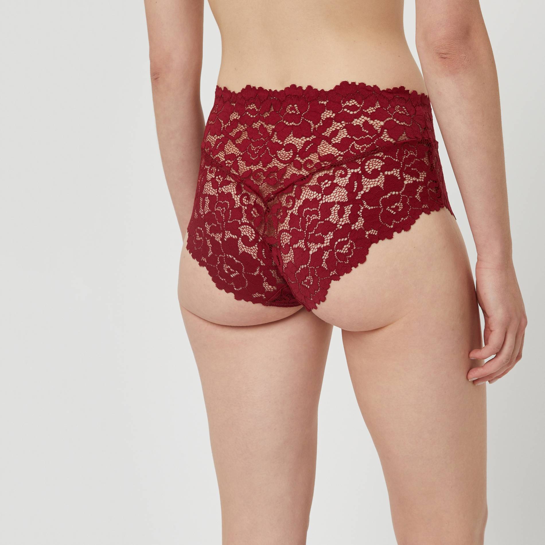 Culotte haute en dentelle, Bordeaux, large image number 1