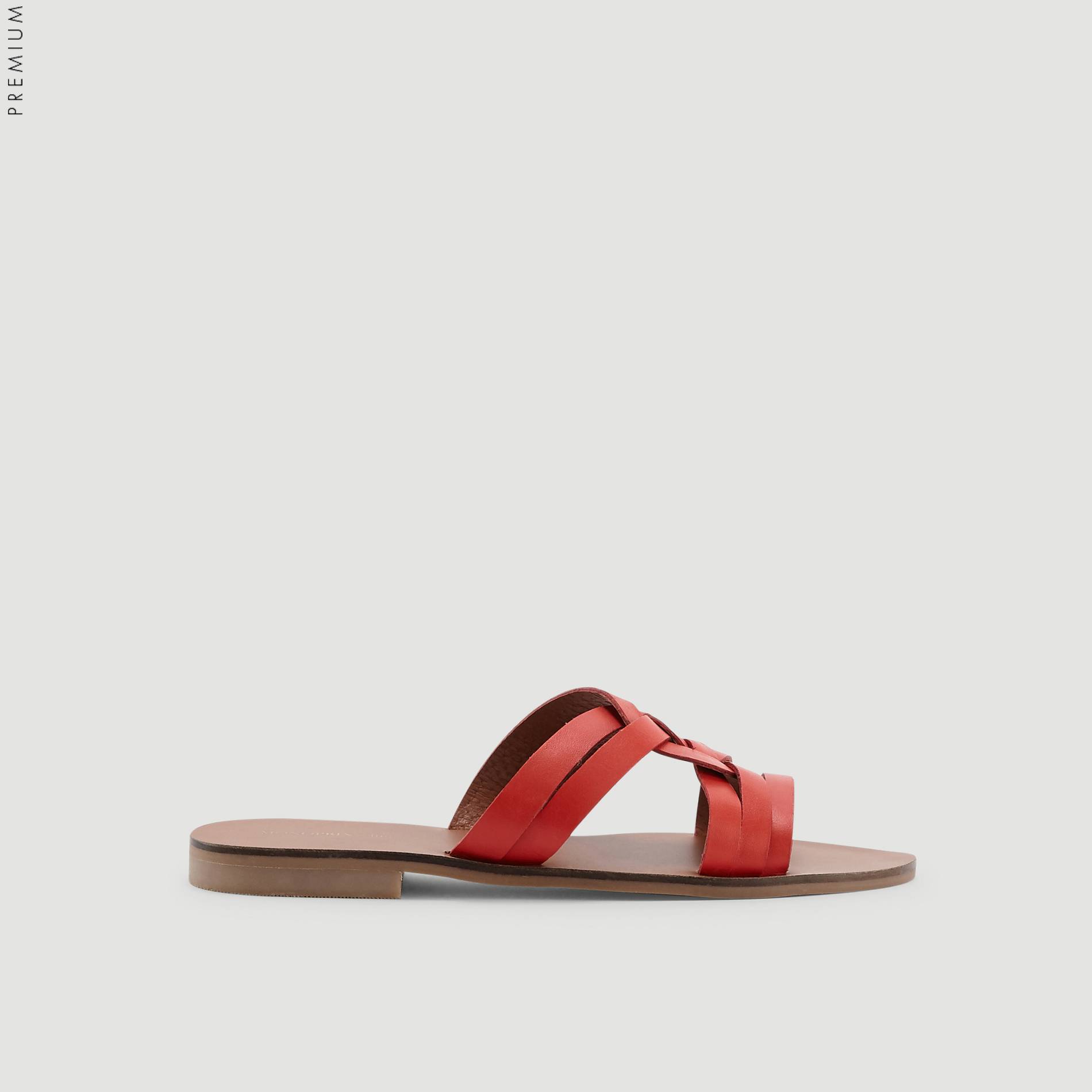 Claquettes croisees en cuir, Cerise, large image number 1.0