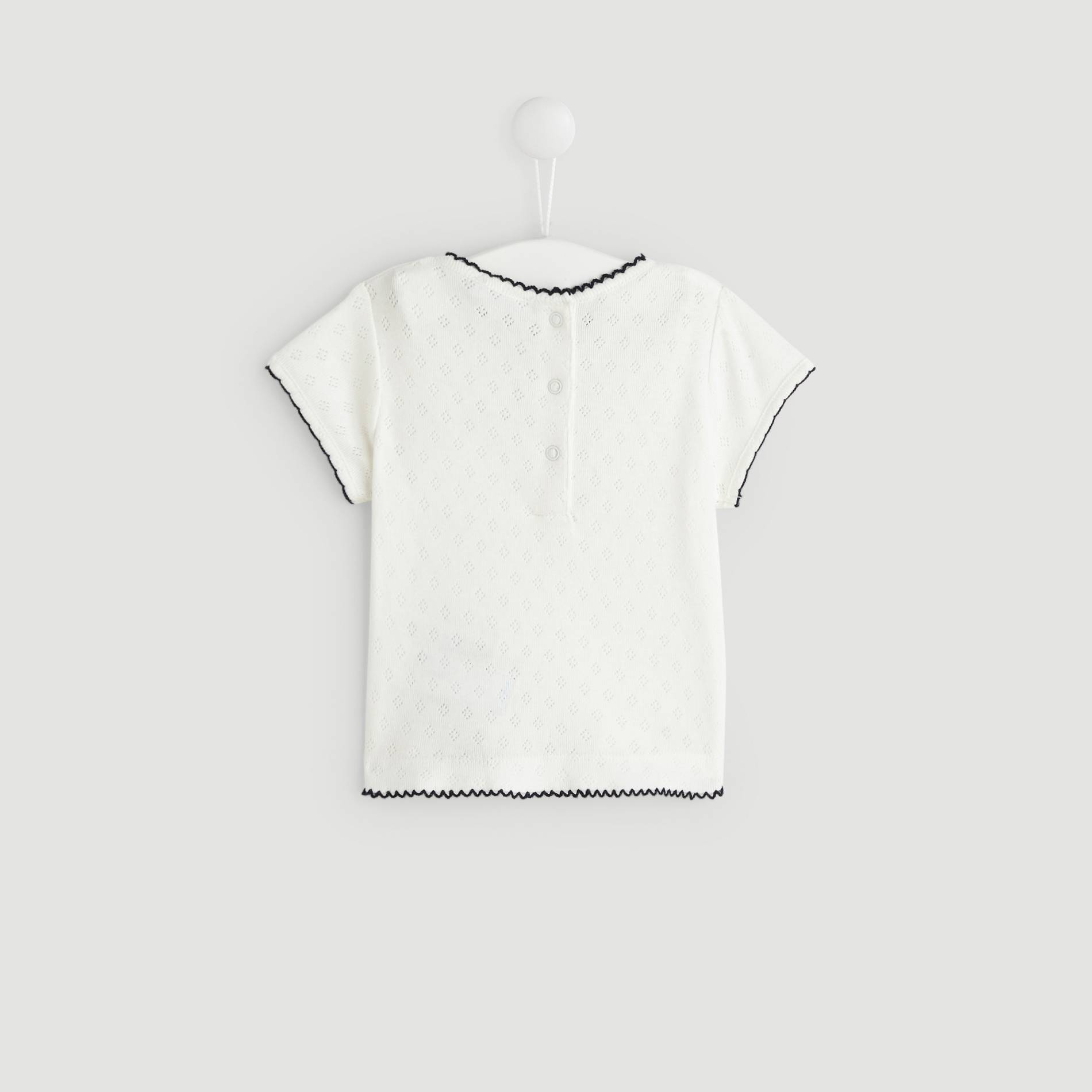 T-shirt point fantaisie avec dentelle, Blanc, large image number 1.0