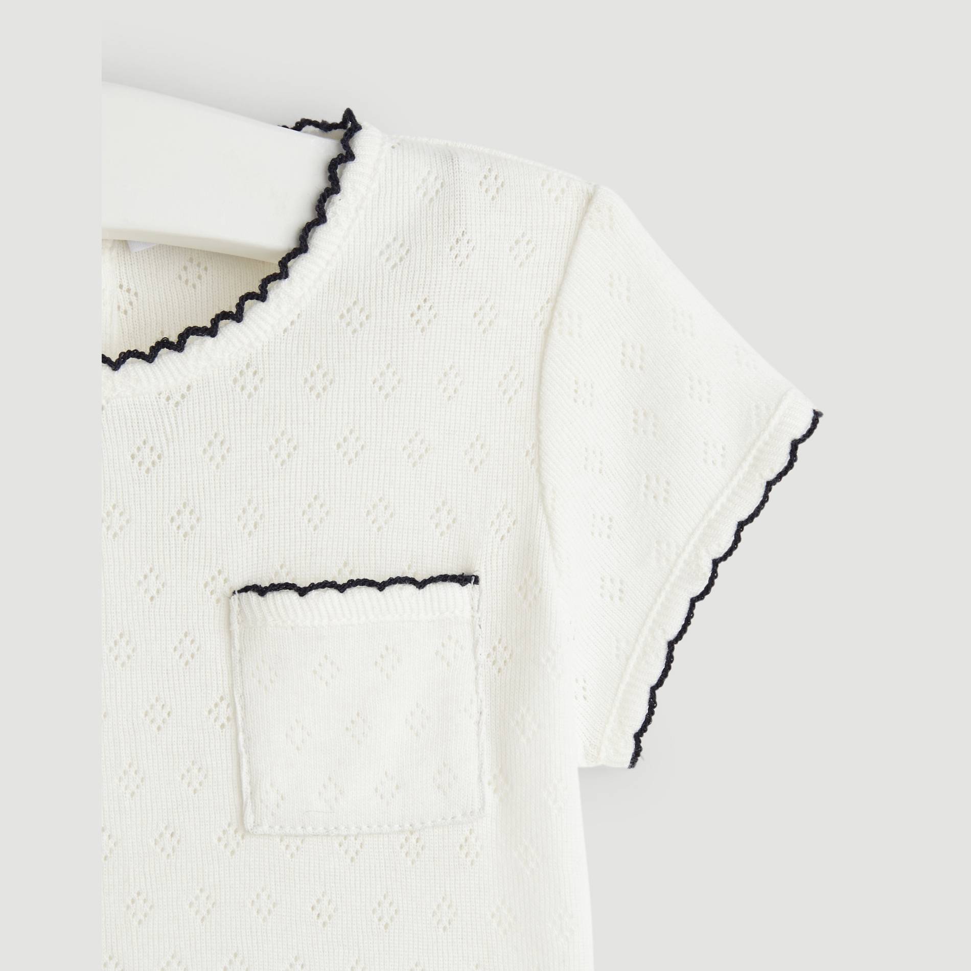 T-shirt point fantaisie avec dentelle, Blanc, large image number 2