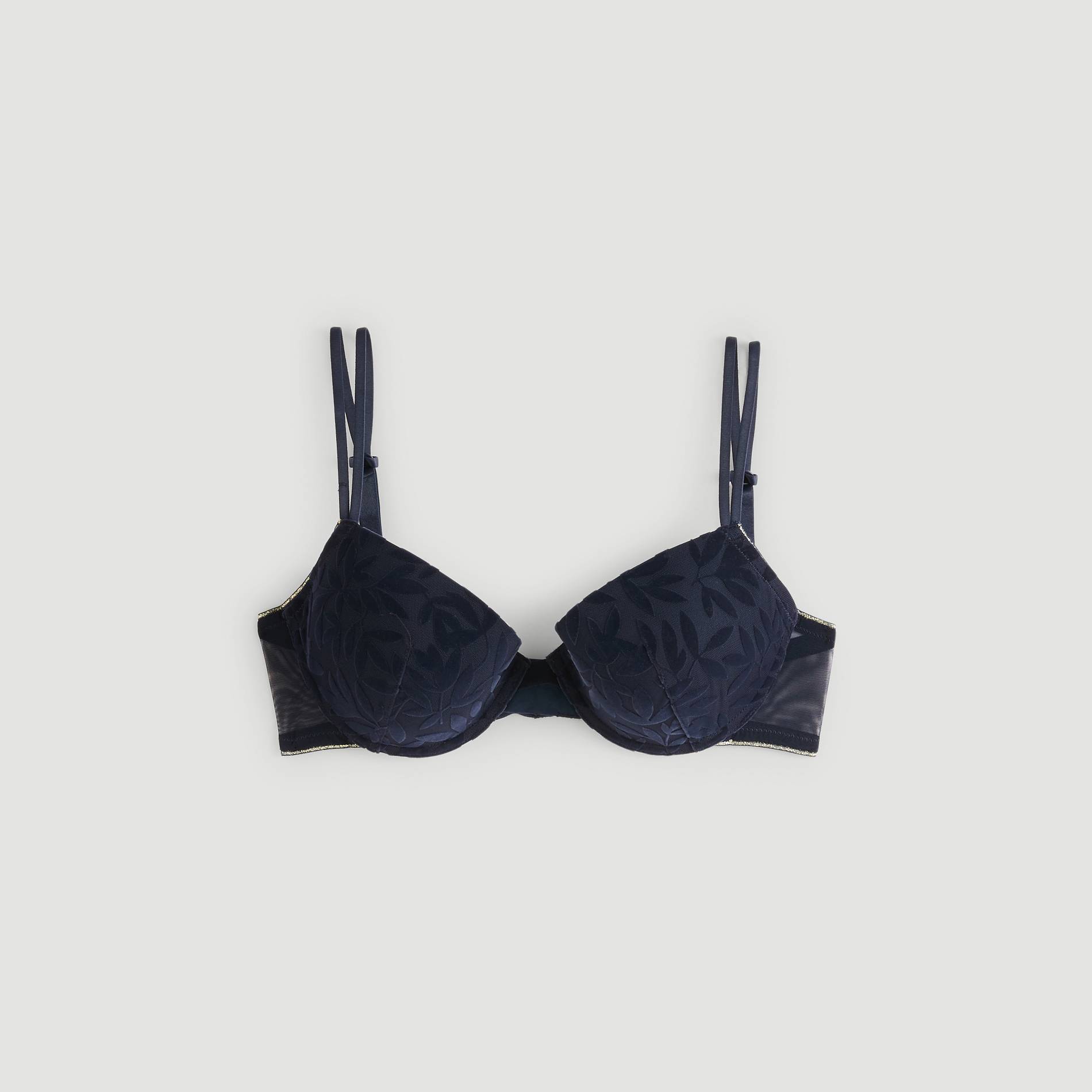 Soutien-gorge corbeille padde en tulle flocke, Indigo, large image number 2