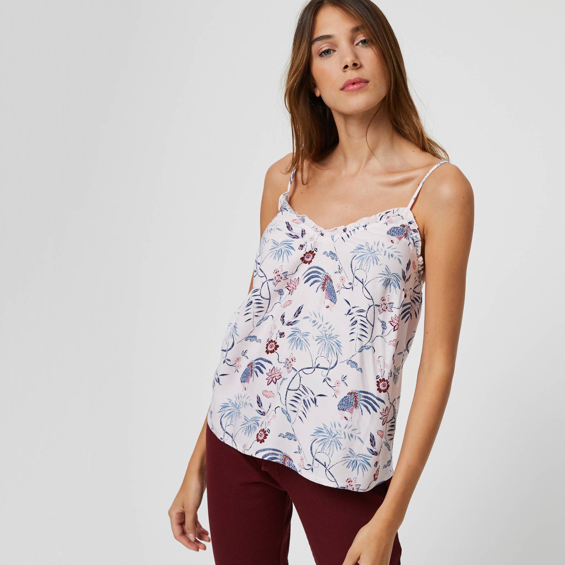 Top en viscose imprime, Vieux rose, large image number 0.0