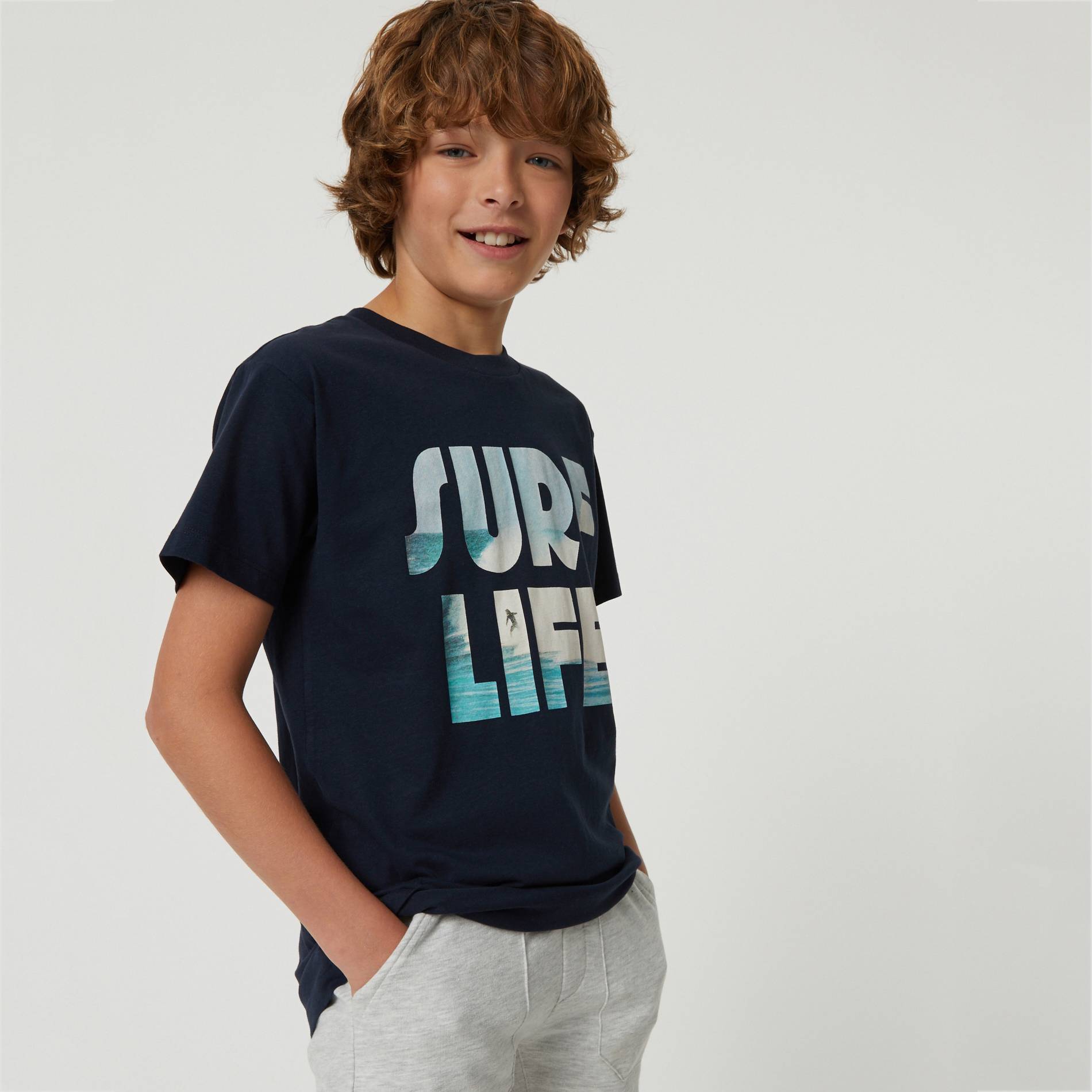 T-shirt manches courtes imprime, Bleu marine, large image number 0.0