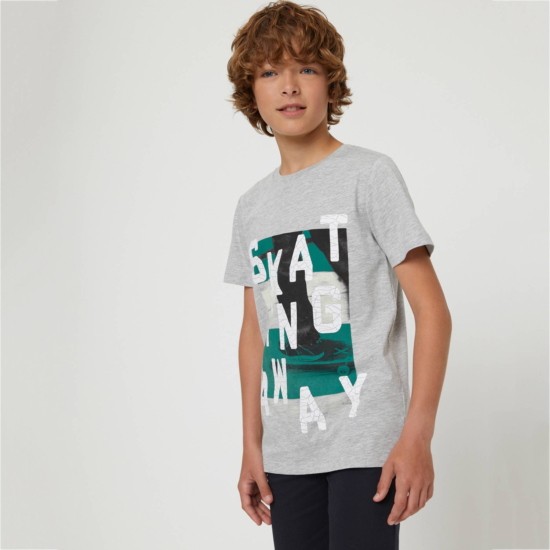 T-shirt imprime en coton BIO, Gris clair, large image number 0
